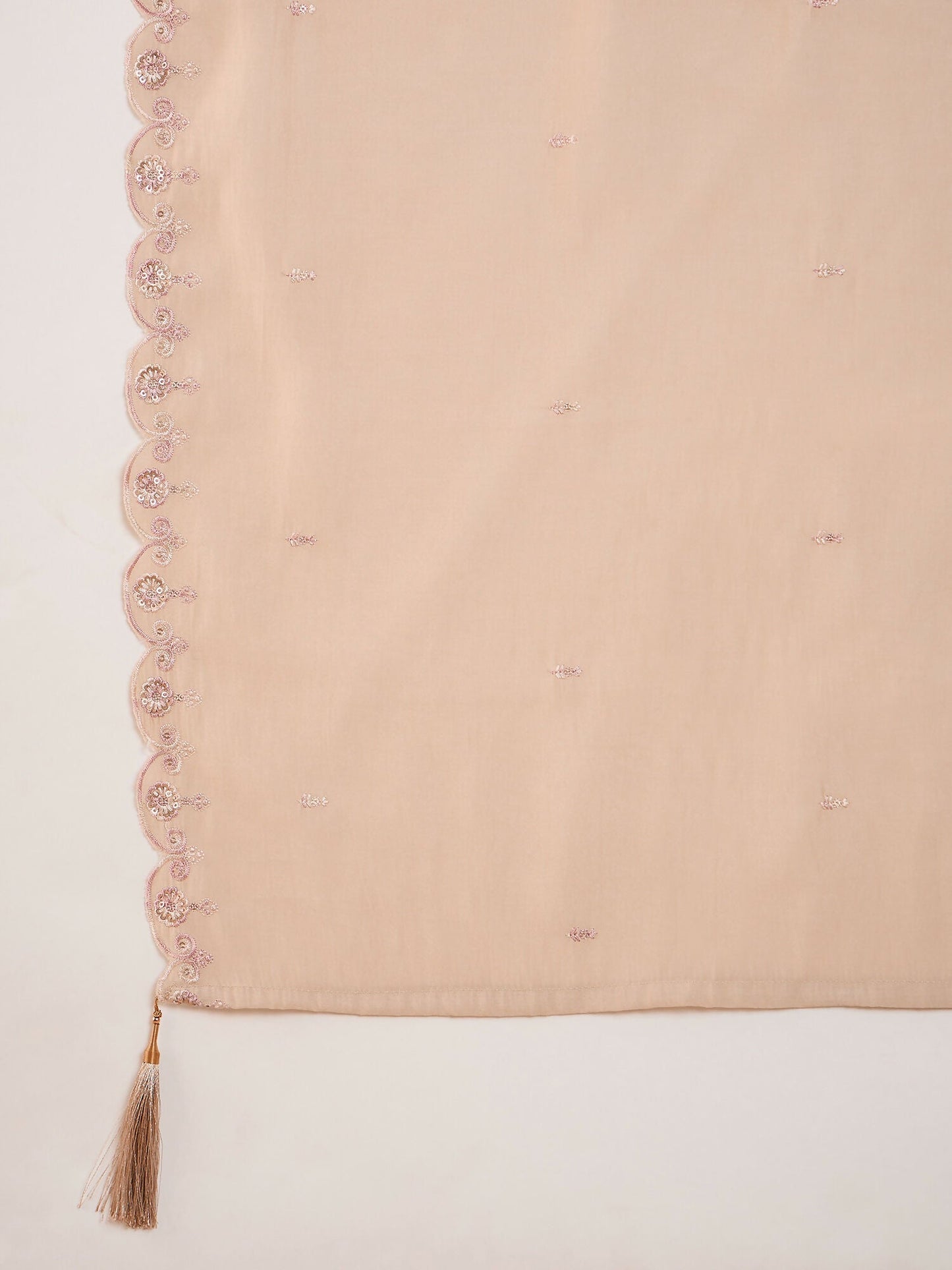 The52 Women's Beautiful Embroidery Work Silk Fabric Straight Kurta Palazzo and Dupatta Set-Beige