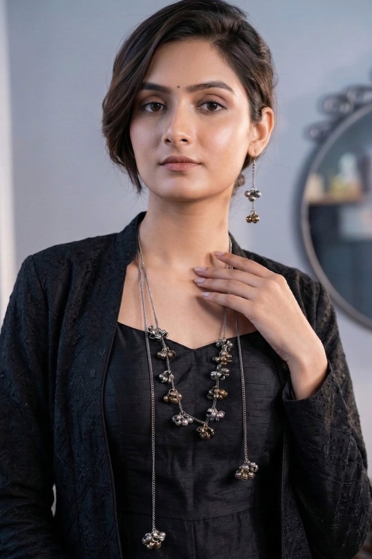 Looma Dual Tone Scarf Style Necklace Set