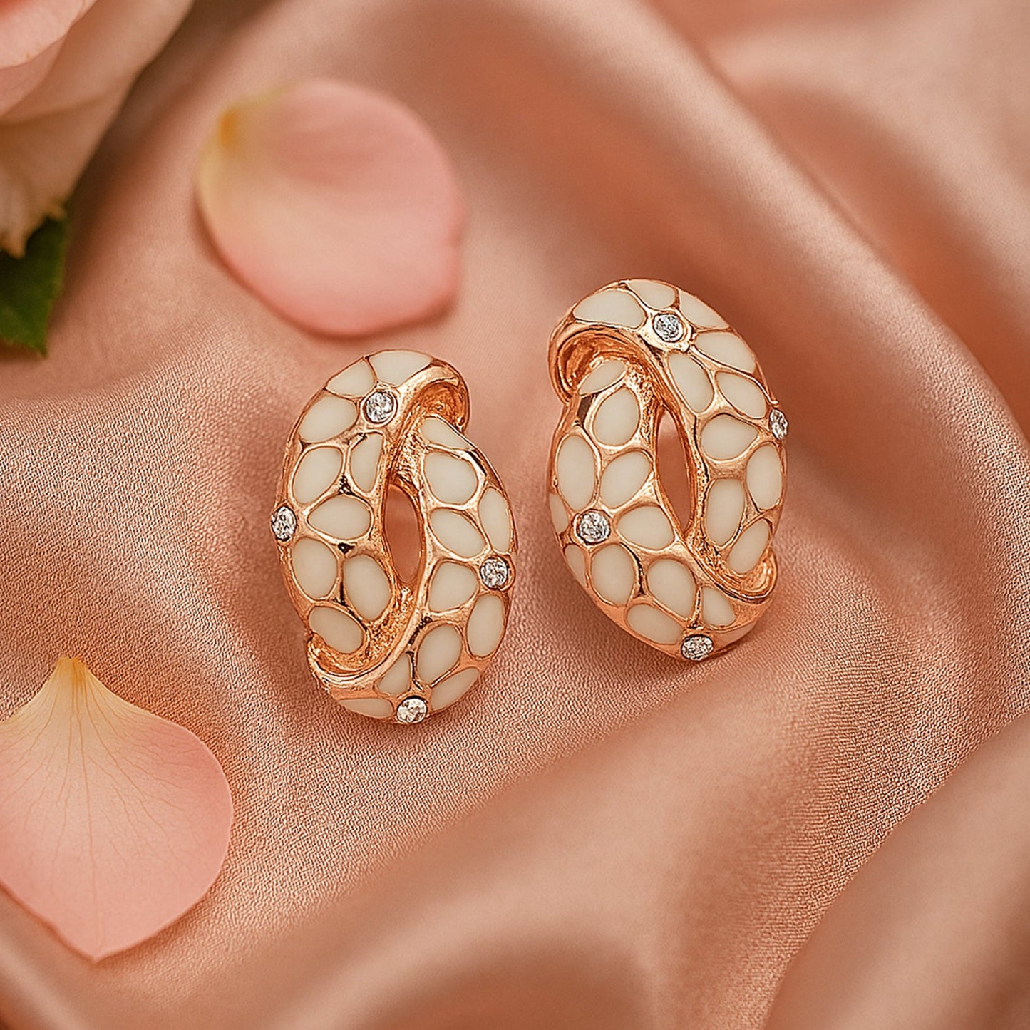 White Enamel with crystal stone stud