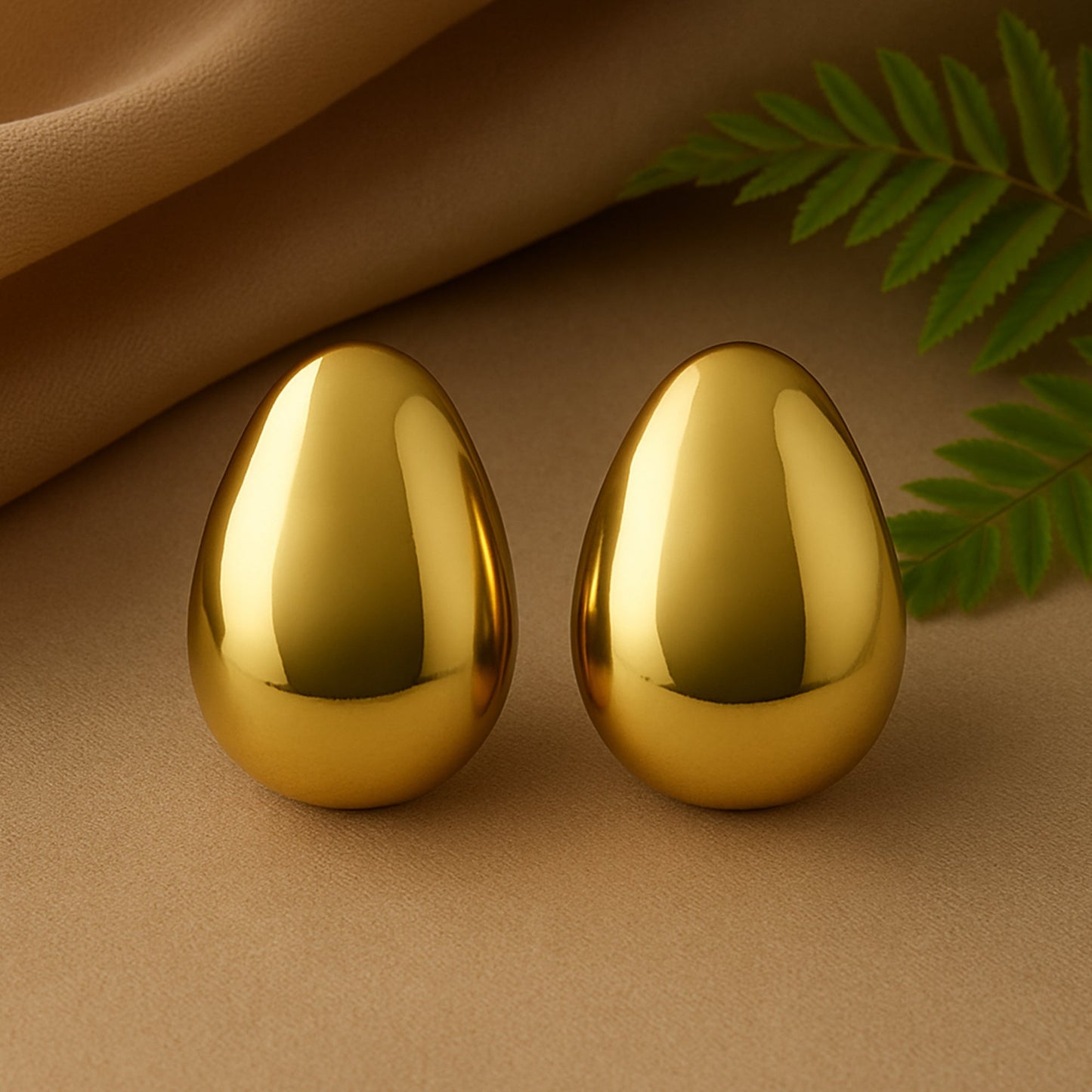 Gold Plated Round Stud Womens Earrings