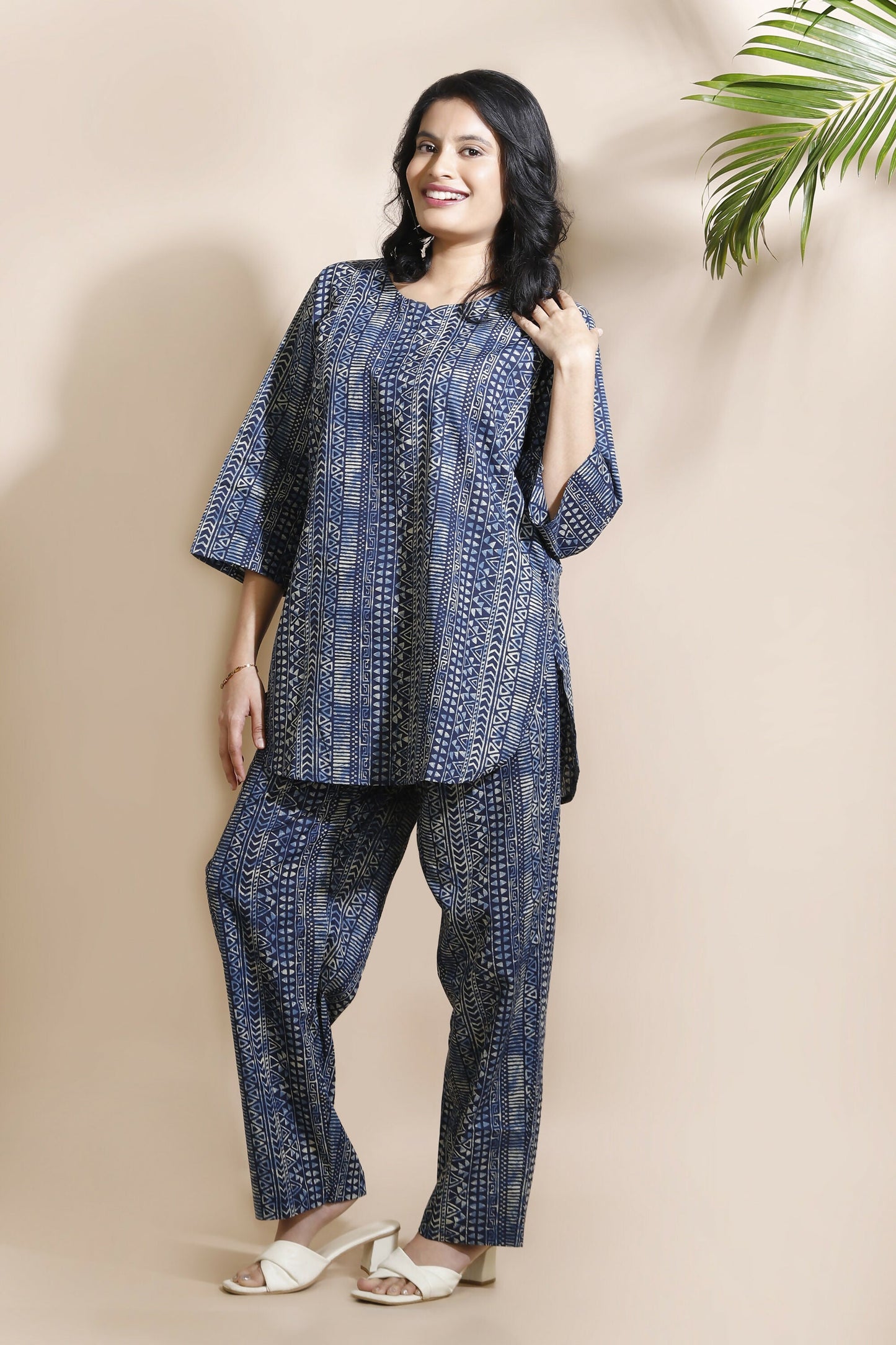 Breathables Blue Abstract Cotton Kurta & Pant Co-Ord Set