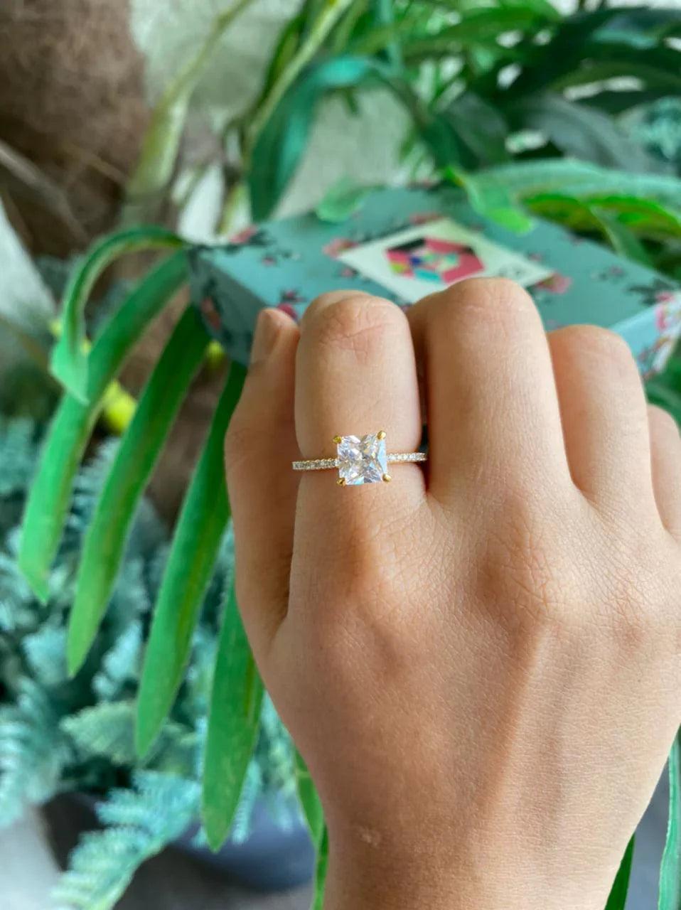 1 Carat Princess Cut Daily Wear Ring(GOLD)