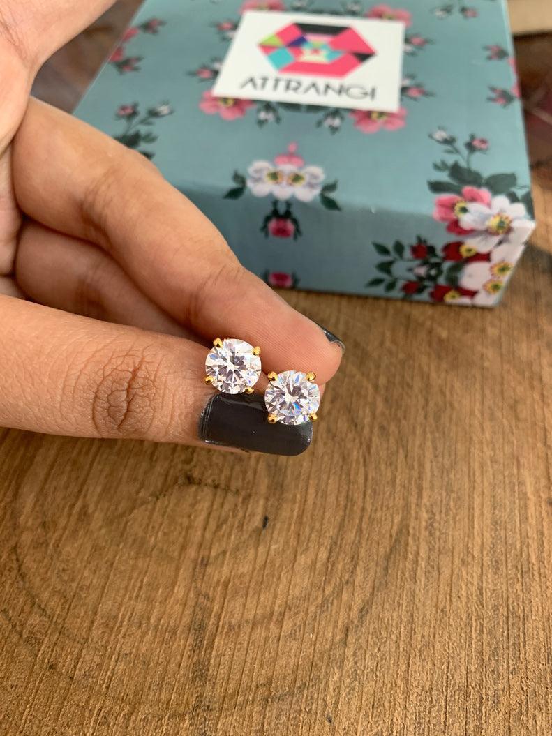 2 Carat Round Solitaire Earring | 8mm