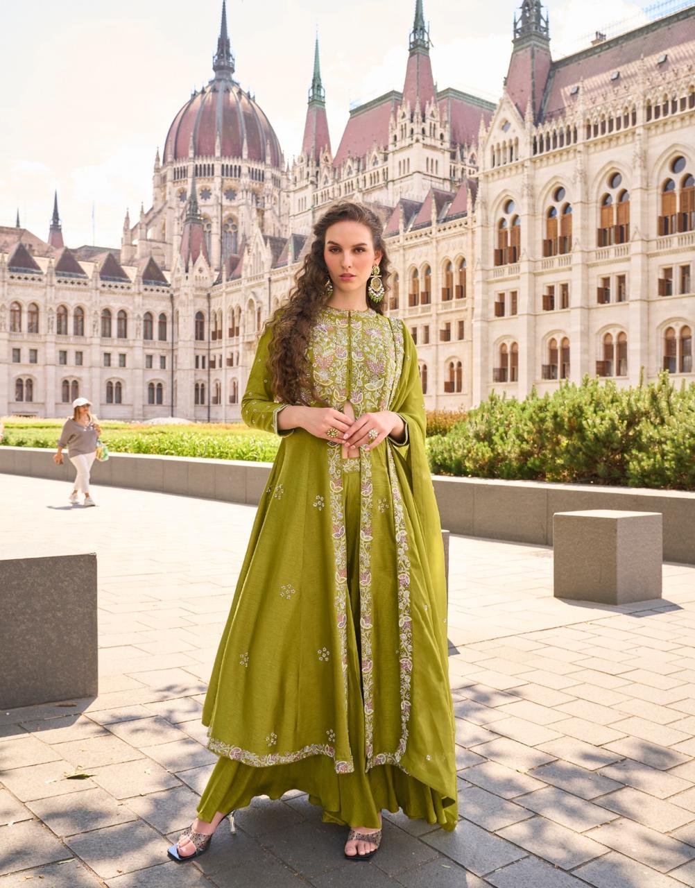 Anaita Silk Stitched Suit With Embroidery Work