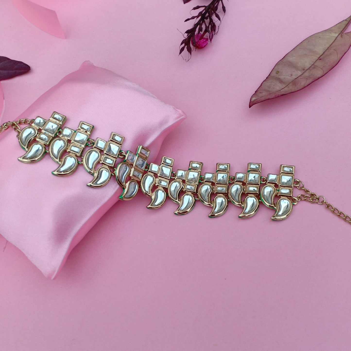 Estele Gold Plated Traditional Kundan Bracelet for Women