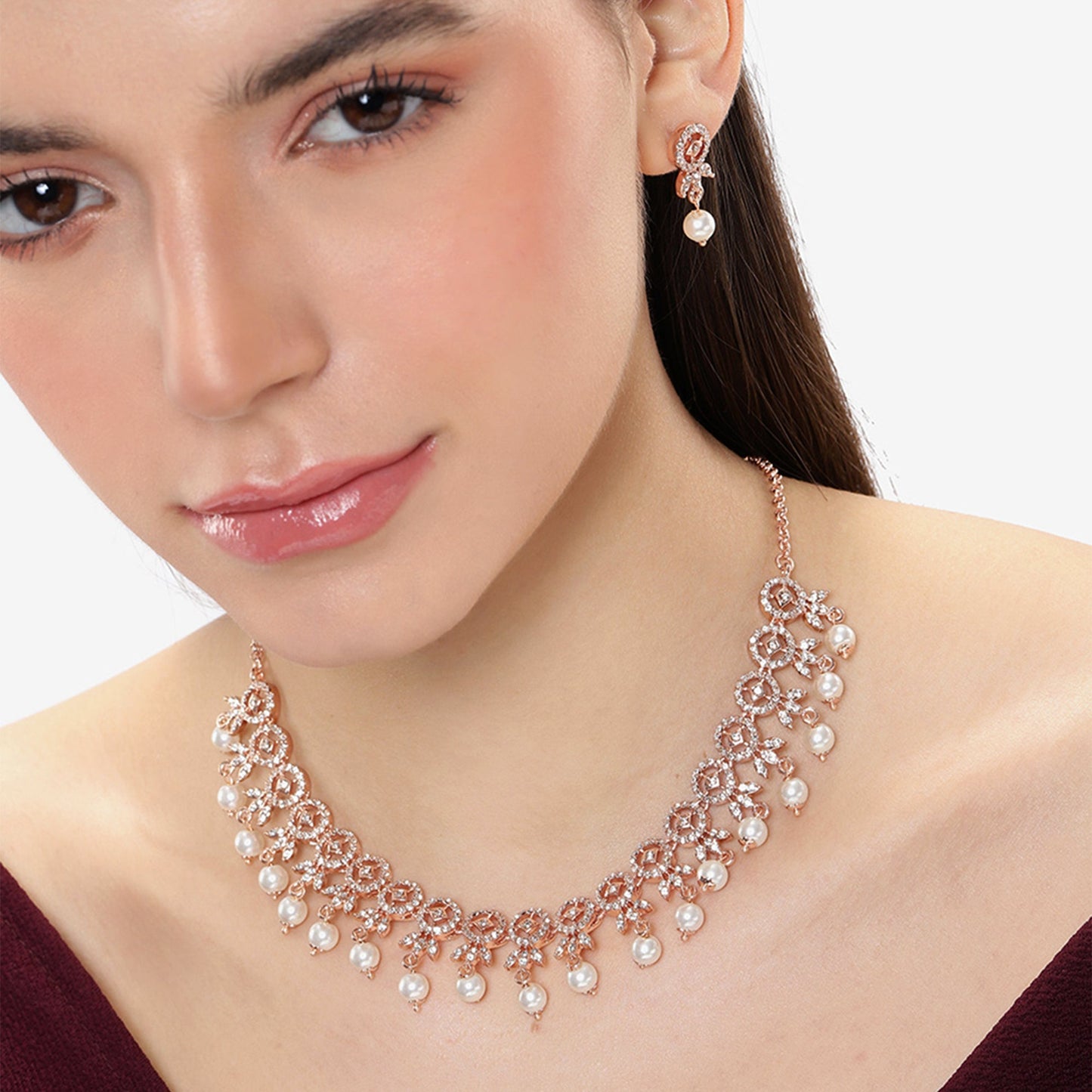 Crystal Blooms American Diamond Necklace