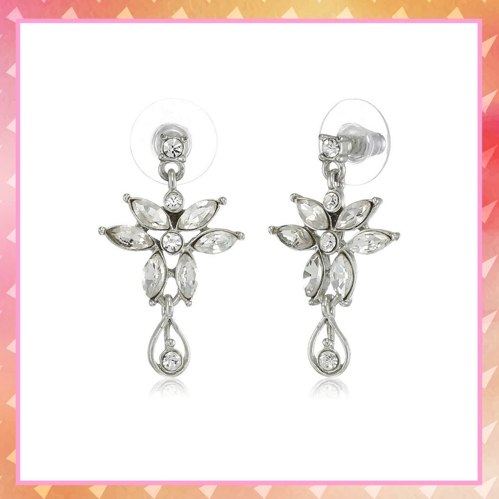 Rhodium Plated Ametyst Star Drop Earrings