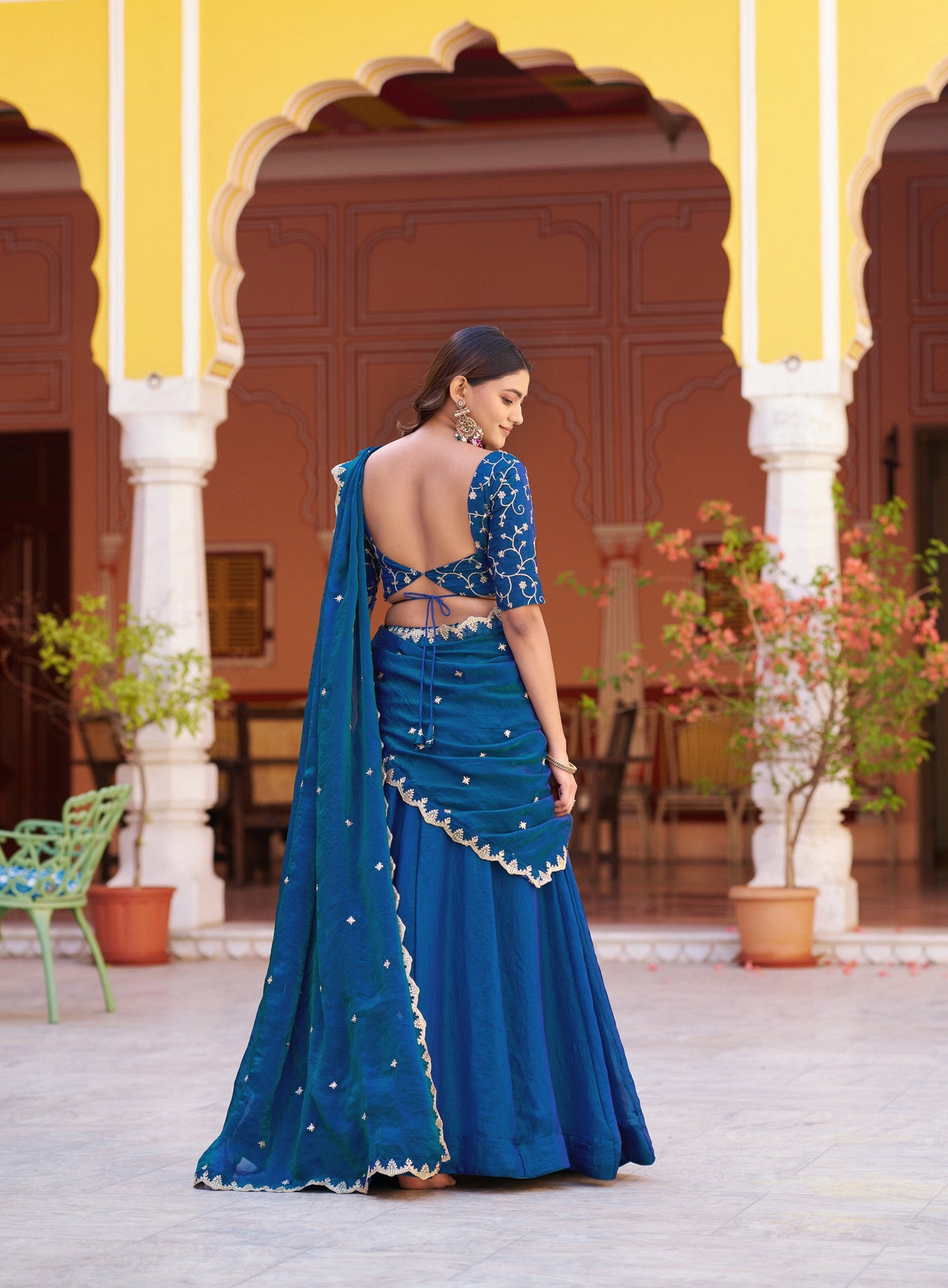 Lorenvalley Fashion Rama Fendy Satin Sequins and Thread Embroidery Work Lehenga Choli with Dupatta