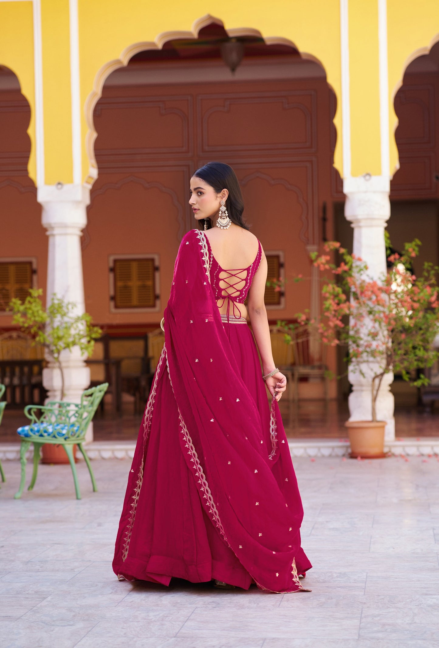 Lorenvalley Fashion Ranipink Fendy Satin Sequins and Thread Embroidery Work Lehenga Choli with Dupatta