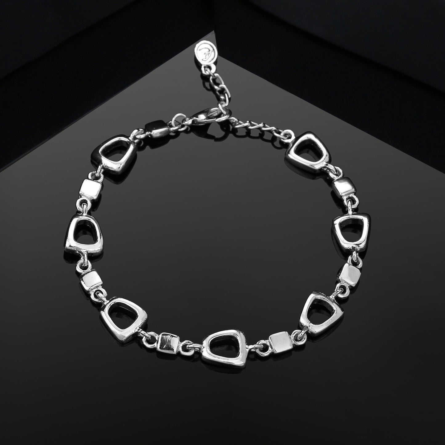 Estele Rhodium Plated Geometric Designer Bracelet for Women