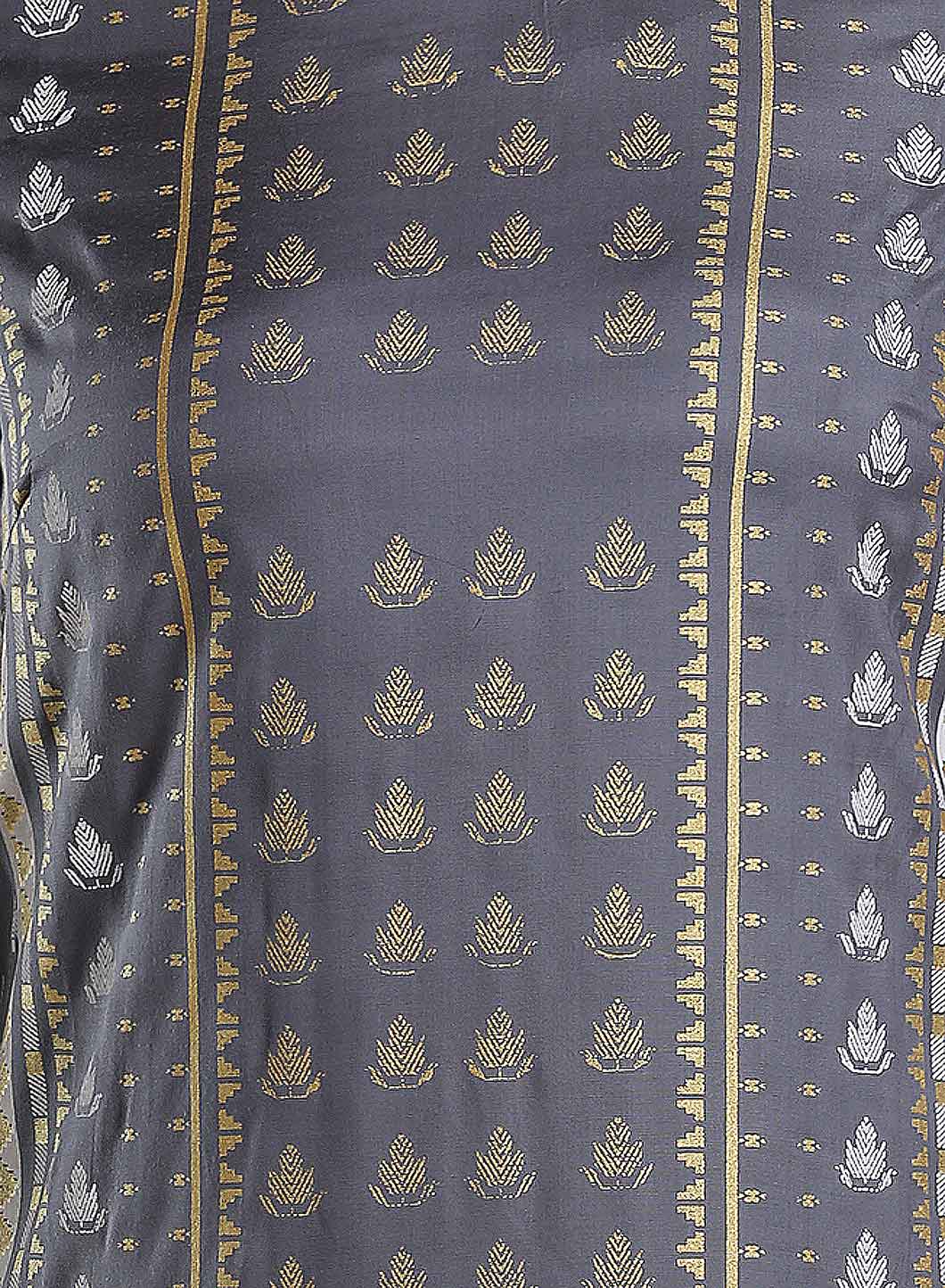 W for Woman Grey Printed Round Neck kurta