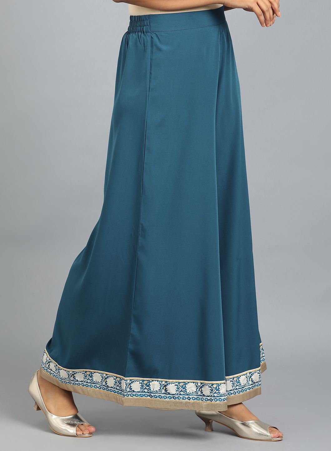 W for Woman Blue Solid Culottes
