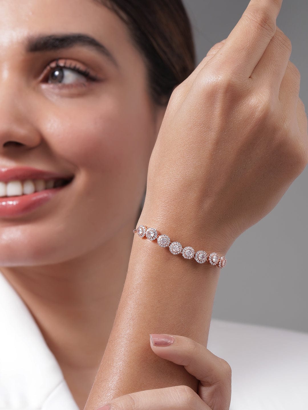 Rose Gold Elegant American Diamond Zirconia Bracelet