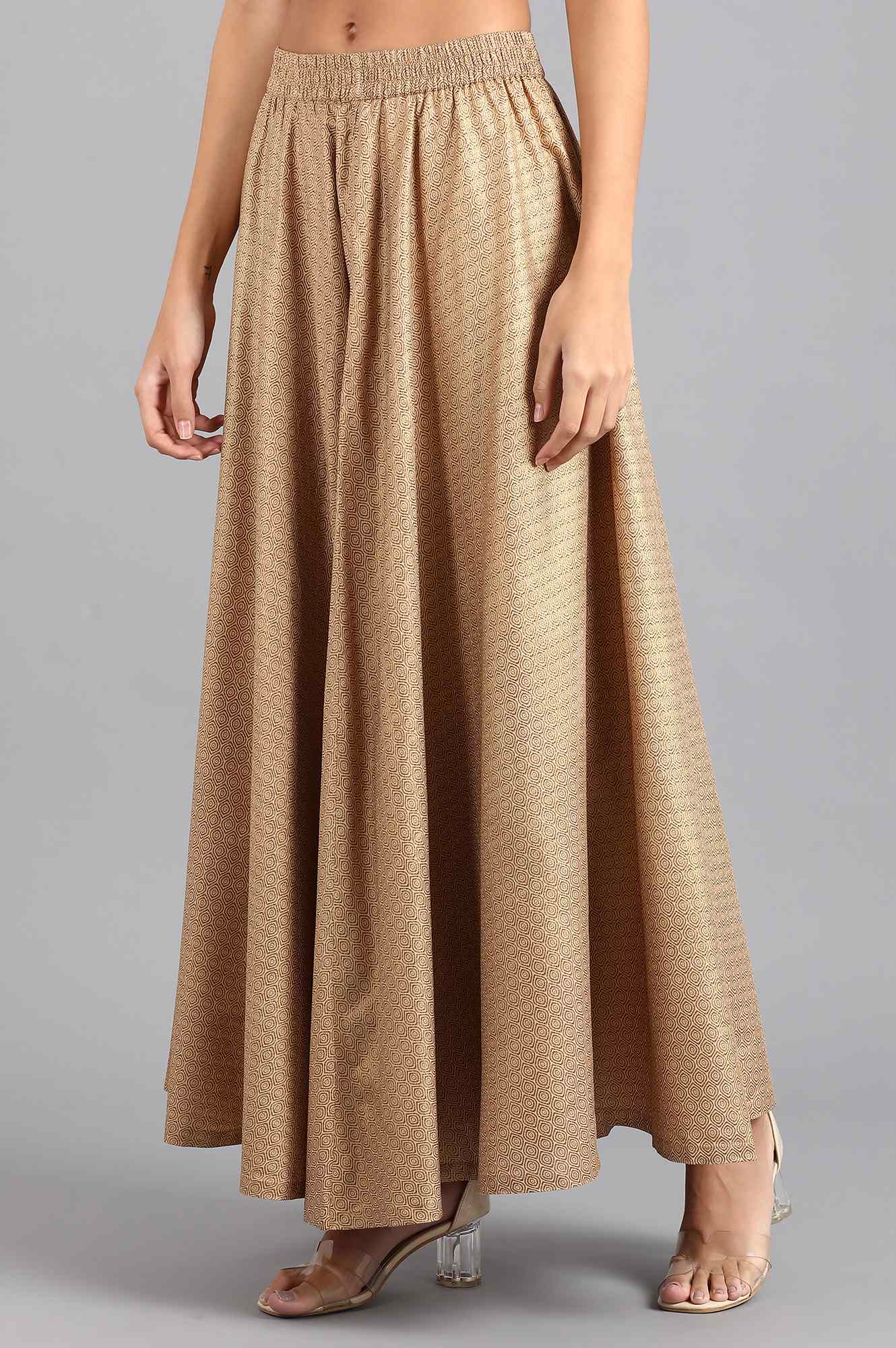 W for Woman Beige Glitter Print Skirt