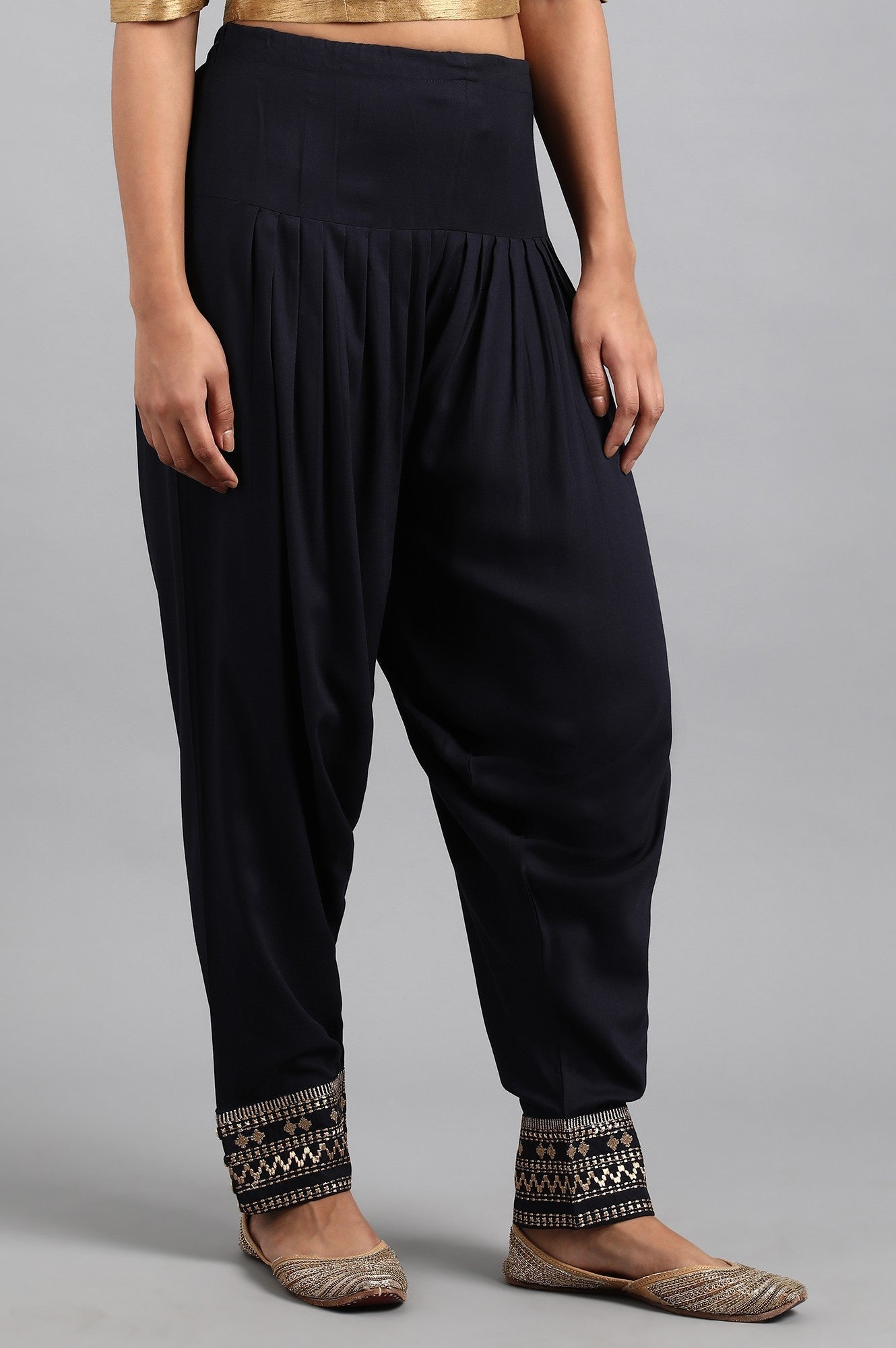 W for Woman Blue Embroidered Salwar Pants