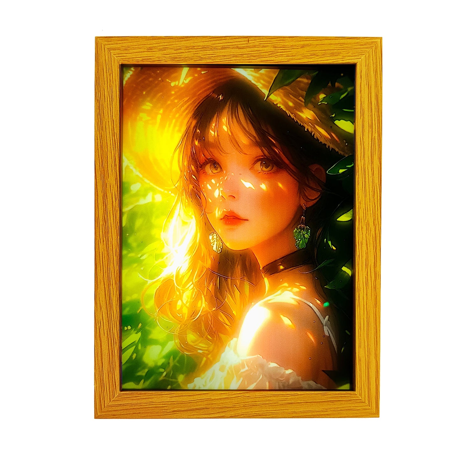 Beautiful Girl with Hat Light Photo Frame Decoration | LED Glowing Photo Frame | 22.5 x 17.5 Cms |