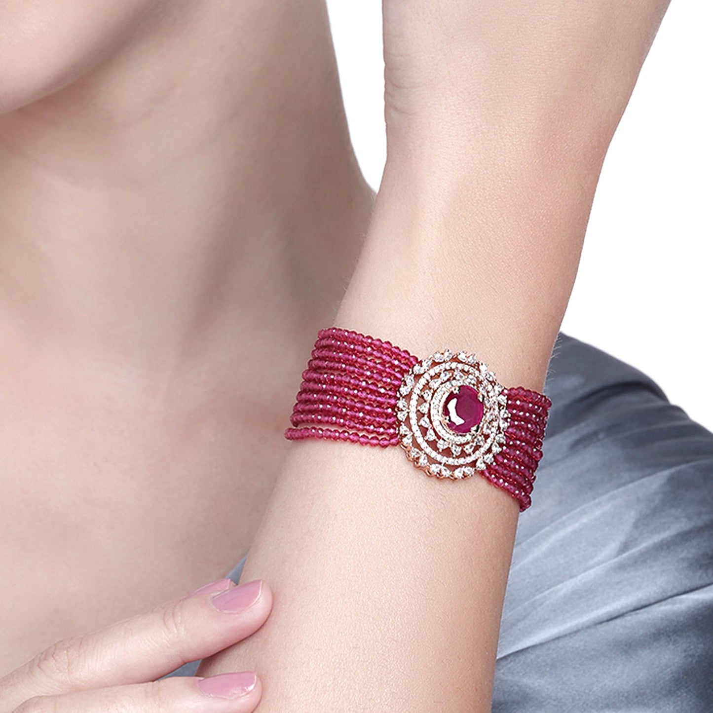 Ruby CZ Layered Bracelet