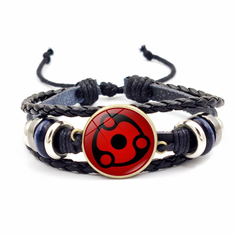 Naruto Madara Eternal Mangekyou Cosplay Braided Anime Leather Bracelet
