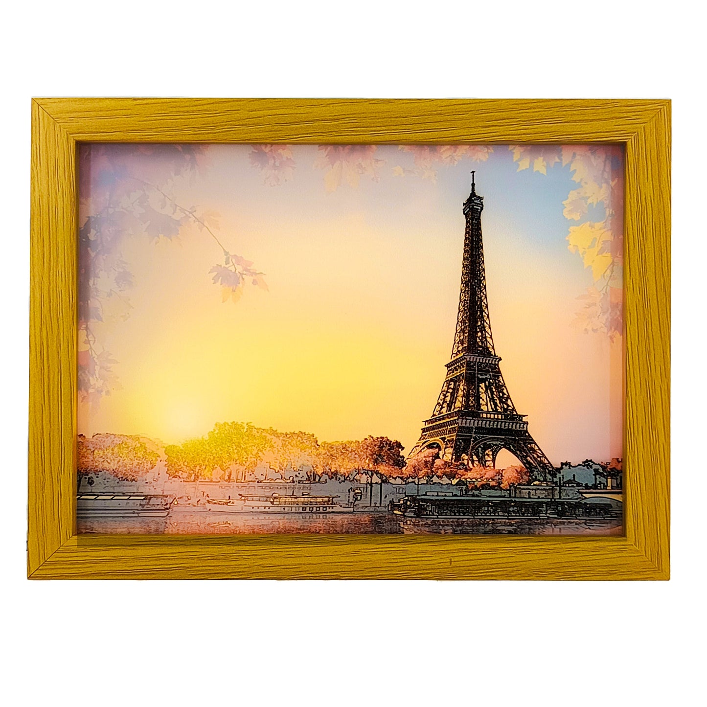 Eiffel Tower Setting SunLight Photo Frame Decoration, LED Glowing Photo Frame,| 22.5 x 17.5 Cms|