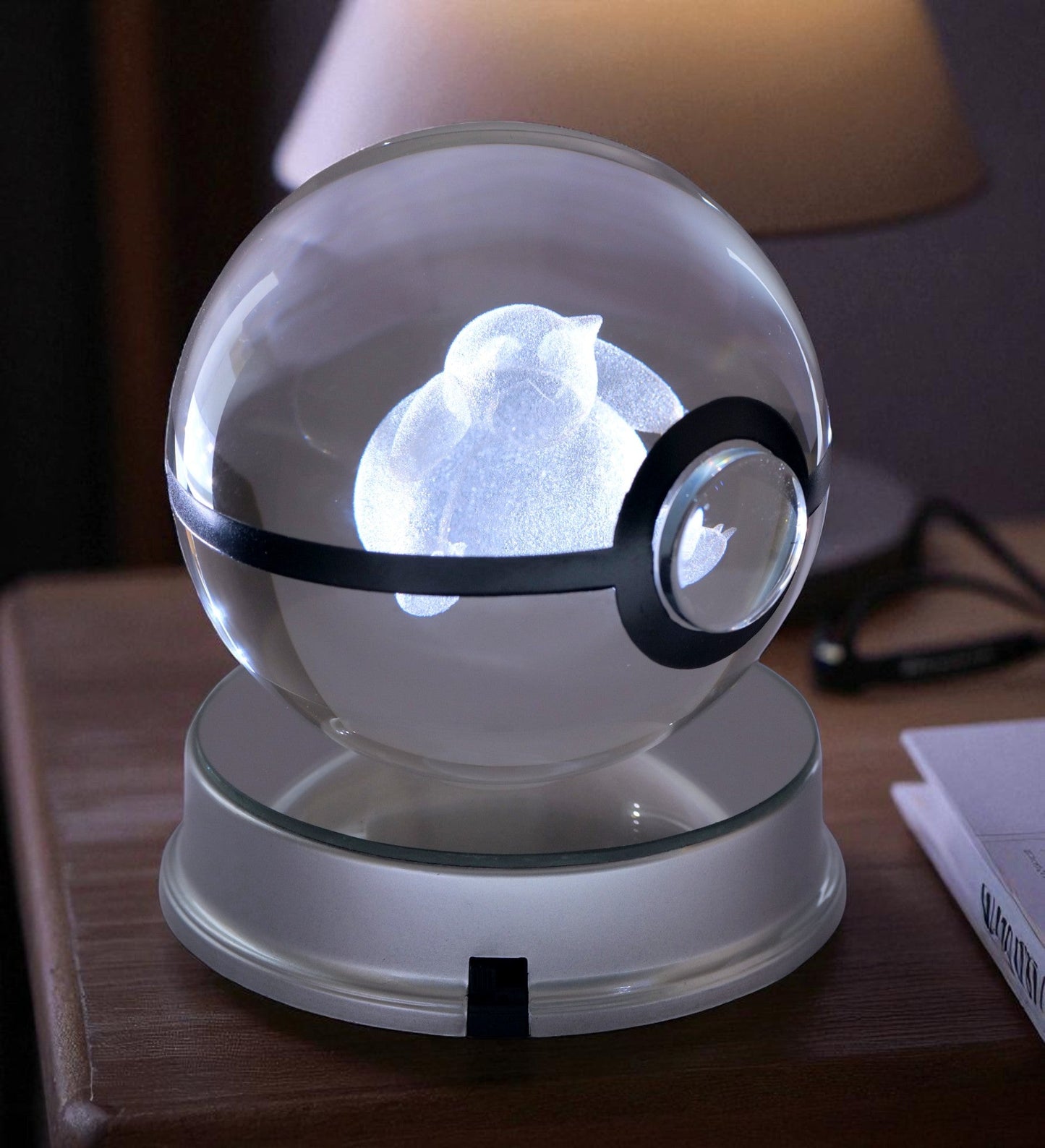 Snorlax Pokémon Crystal Poké Ball 3D Laser Engraved Figurine | Color Changing LED Night Lamp |PVC| Collectible by ShoppingNest