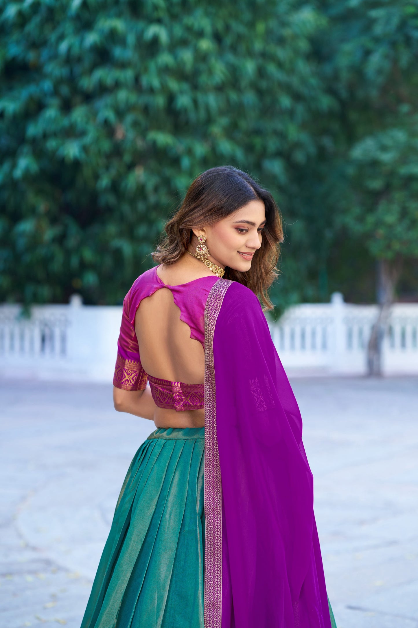 Lorenvalley Fashion Skyblue Kanchipuram Zari Weaving Work Lehenga Choli with Dupatta