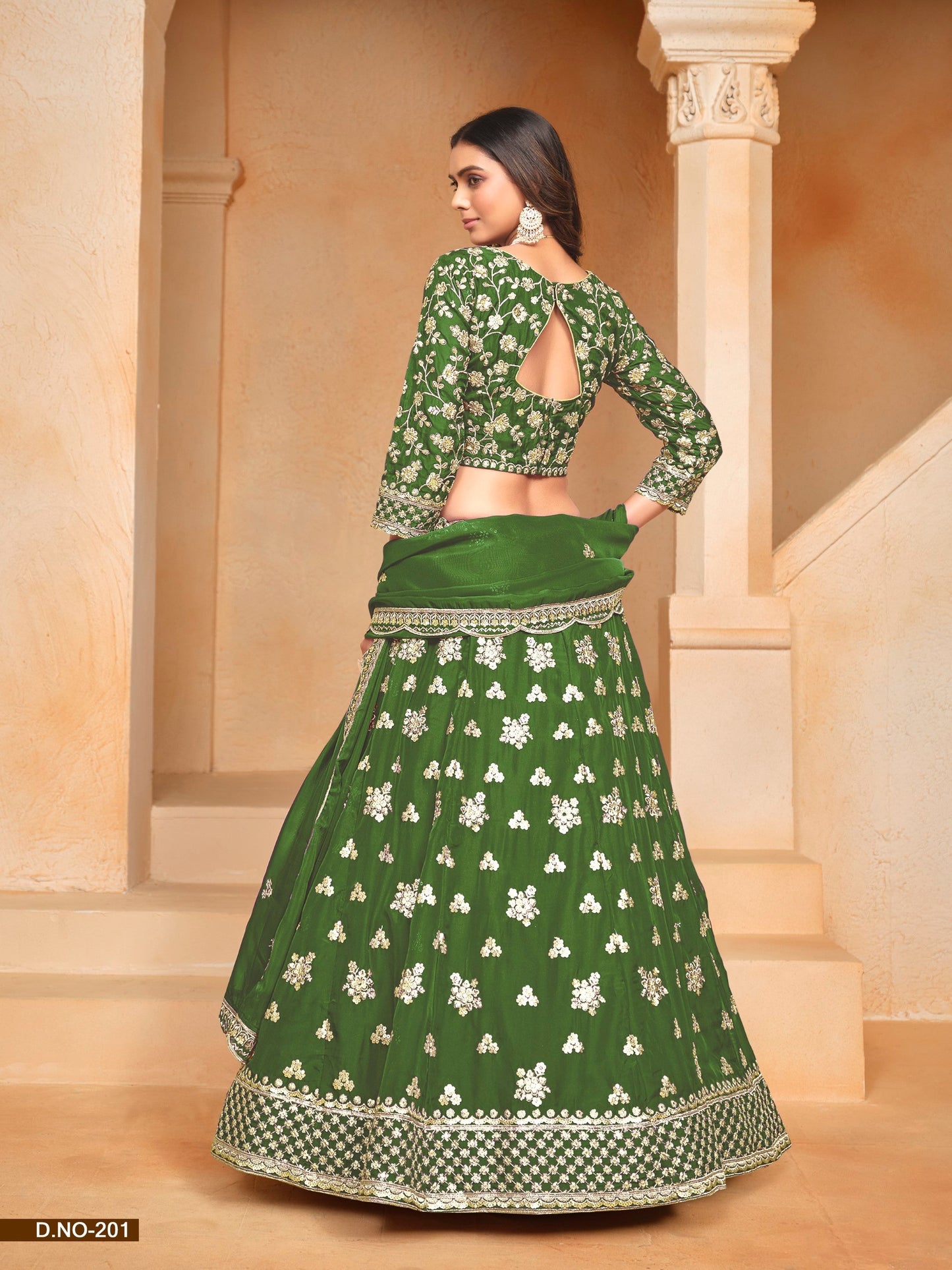 Anaita Green Embroidered Heavy Organza Designer Lehenga With Blouse