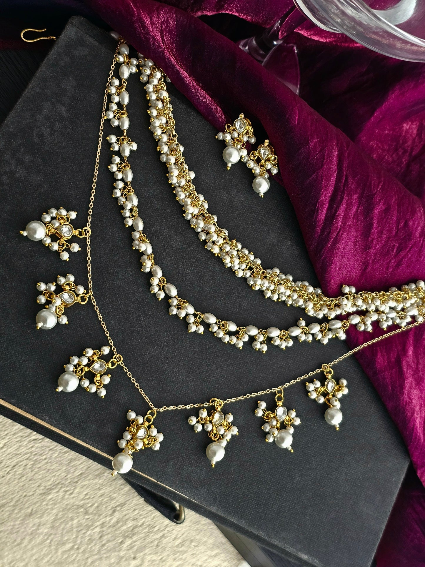 Moti Haar & Delicate Kundan Drop Necklace Set