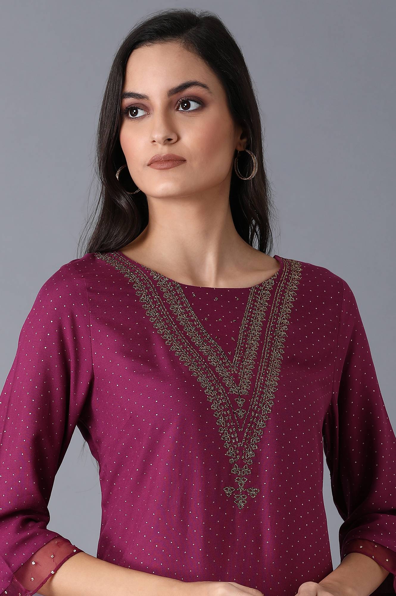 W for Woman Purple Glitter kurta
