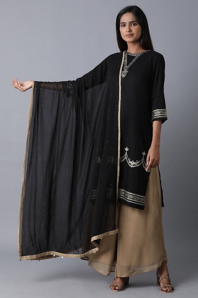 W for Woman Black Dupatta