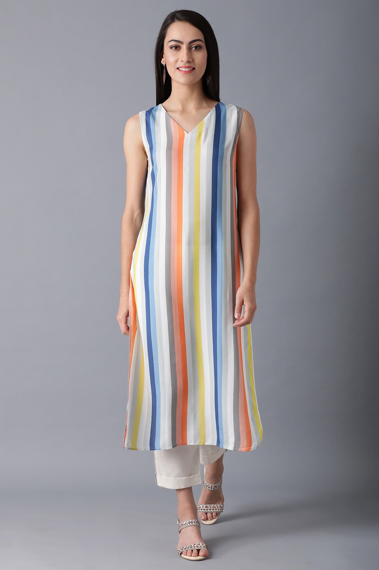W for Woman Bright Multicolor Layered kurta