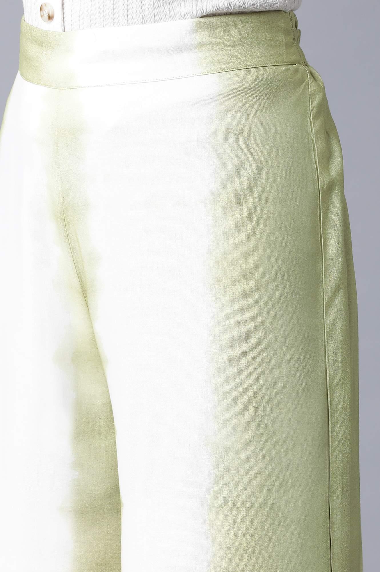 W for Woman Olive Green & Ecru Parallel Pants