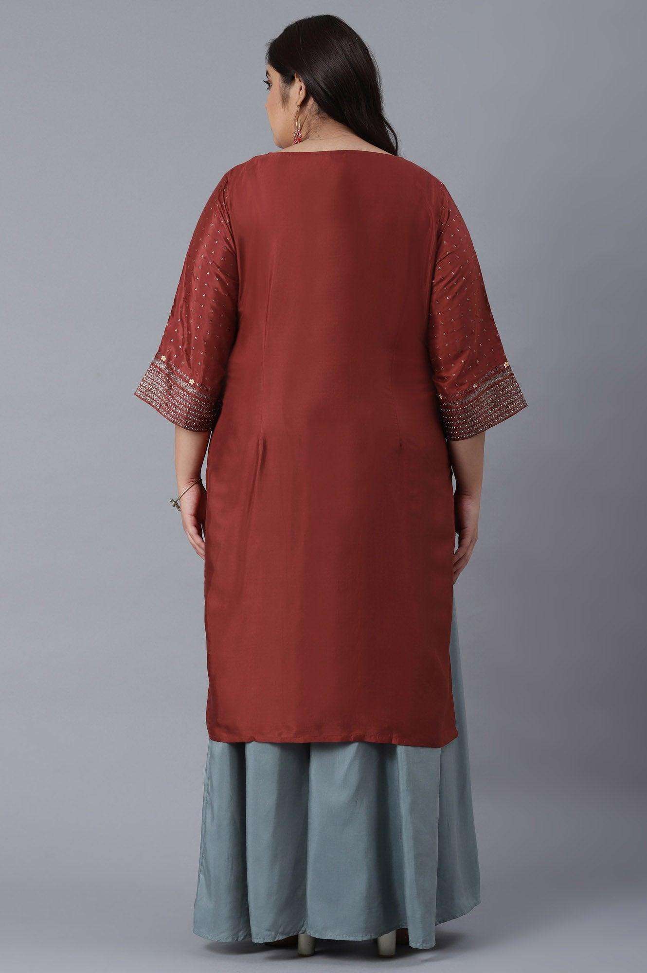 W for Woman Rust Red Floral Print kurta