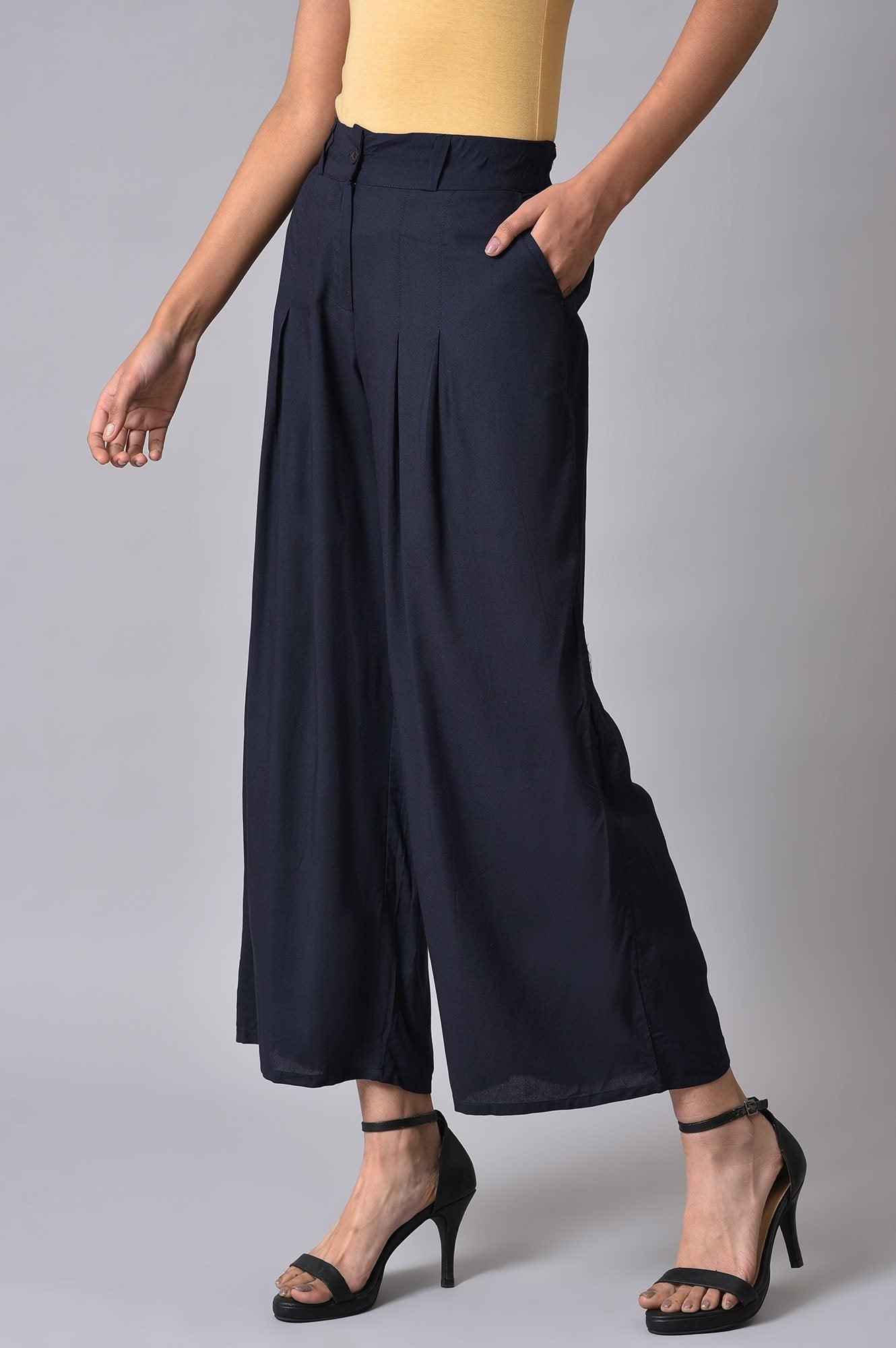 W for Woman Blue Tailored Parallel Pants