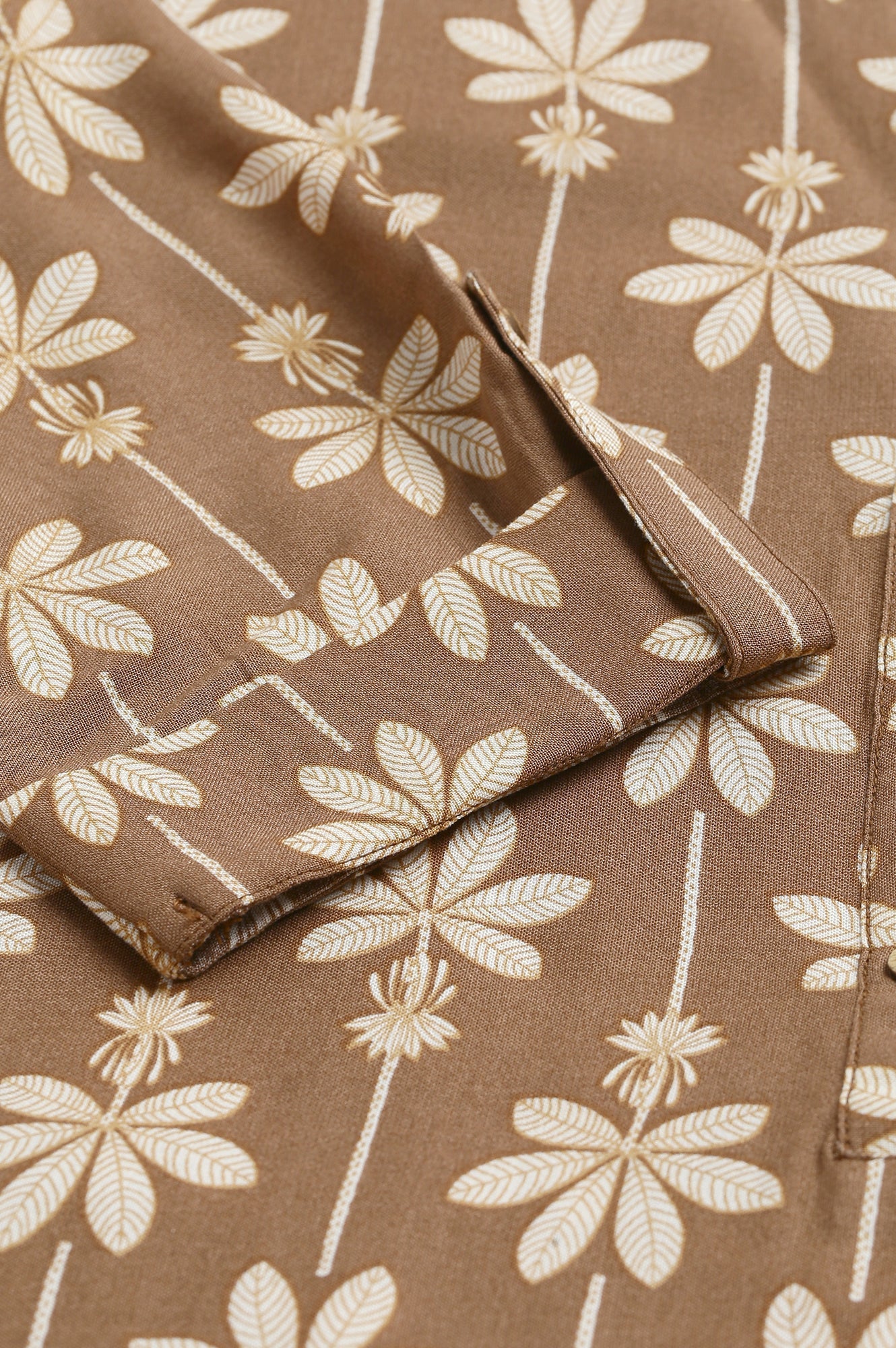 W for Woman Brown Printed Button Down Kurta