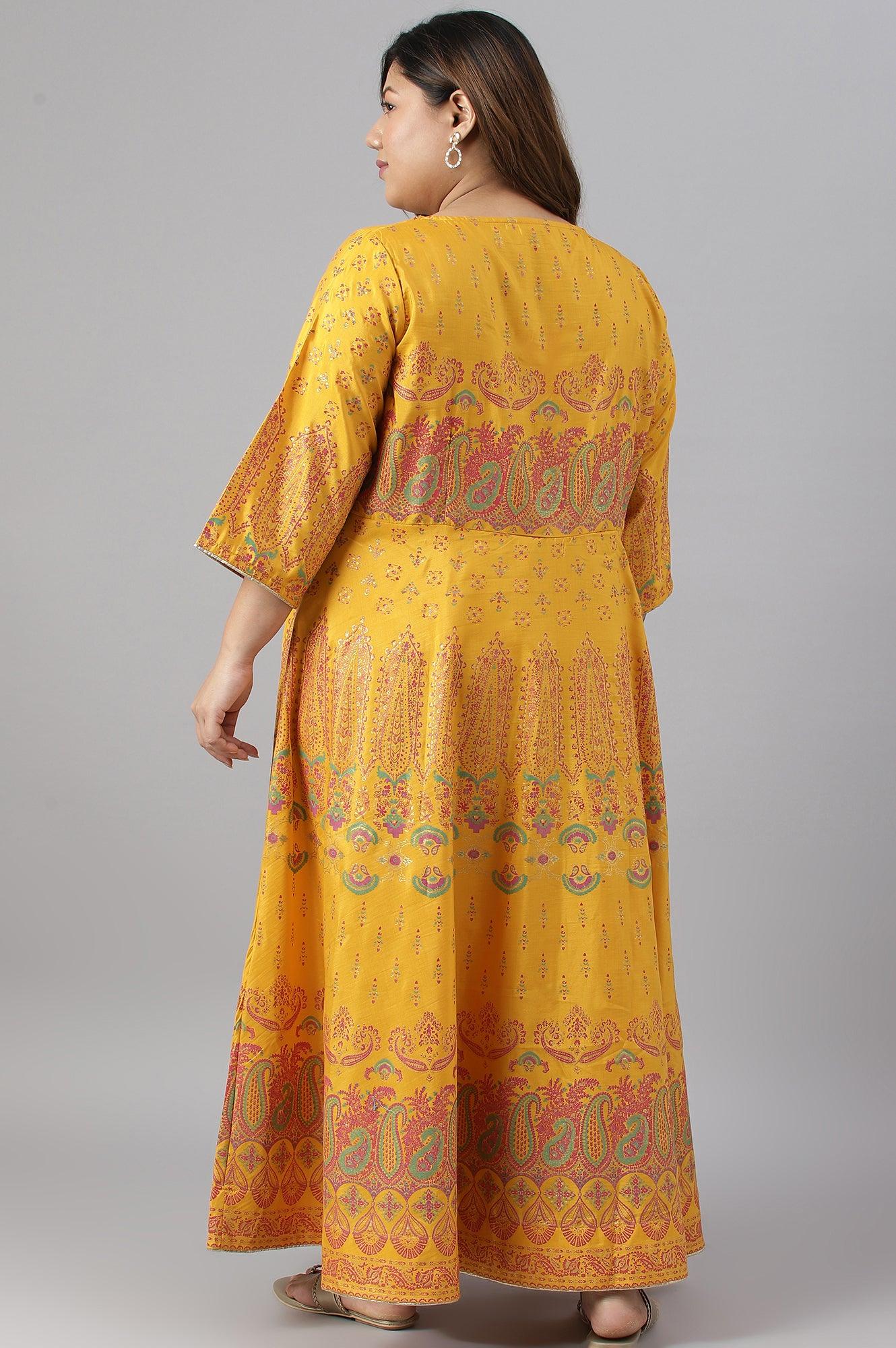 W for Woman Plus Size Murtard Indie Dress With Embellished Neckline