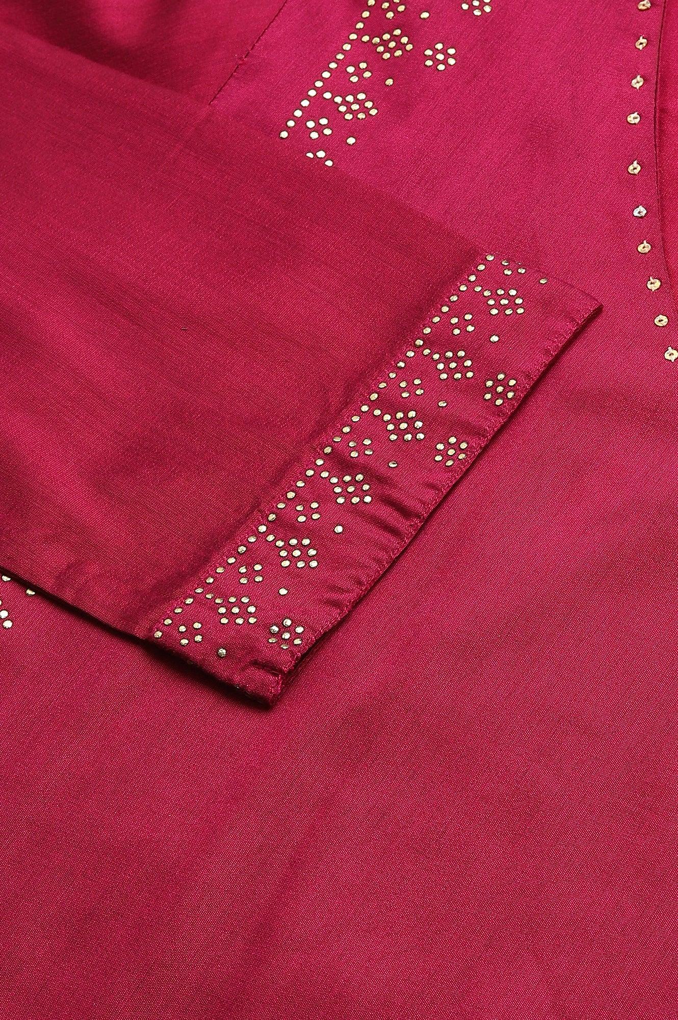 W for Woman Magenta Mukaish Printed kurta With Sequins