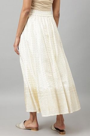 W for Woman White Printed Festive Skirt