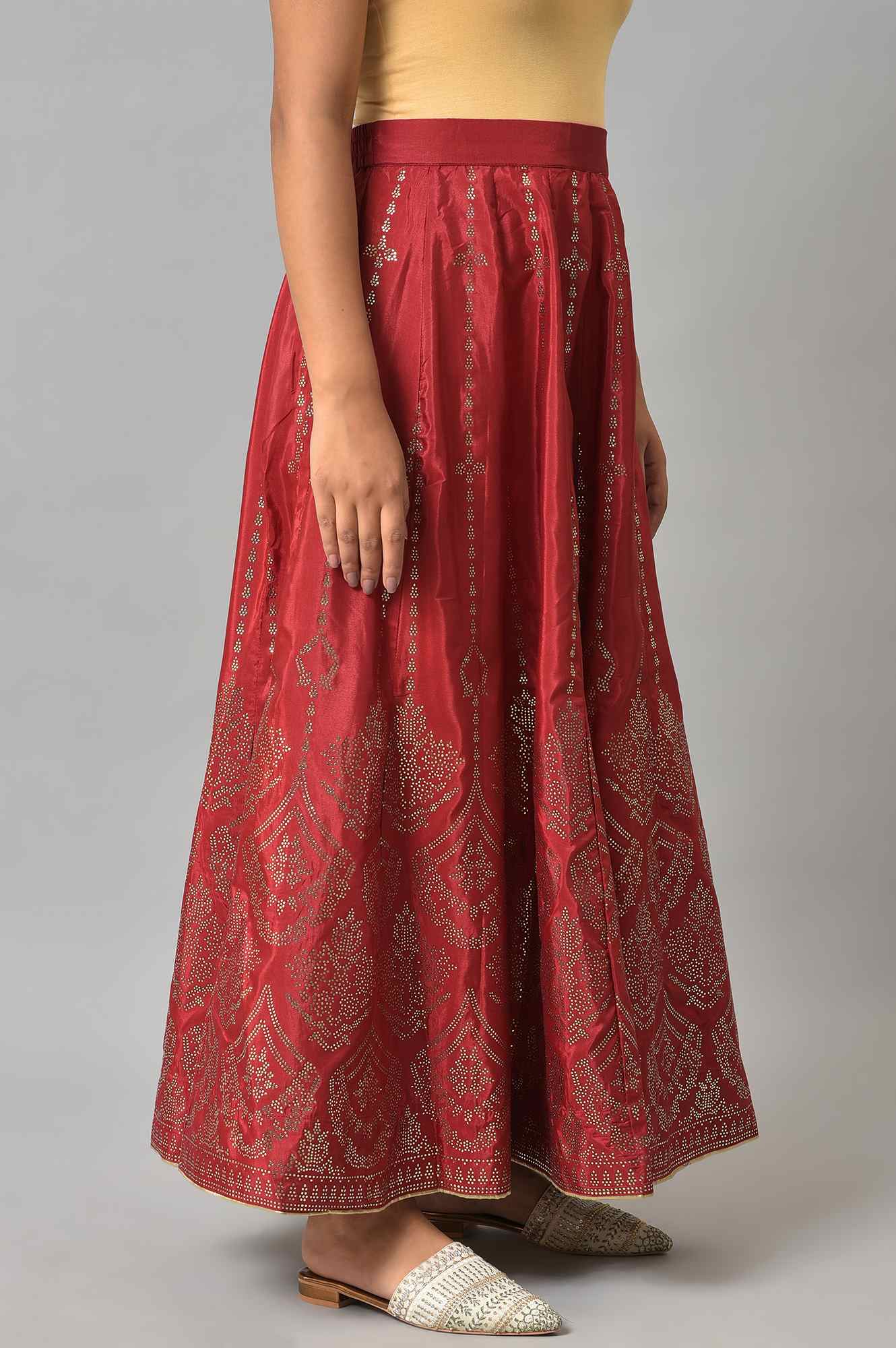W for Woman Red Prited Light Festive Skirt
