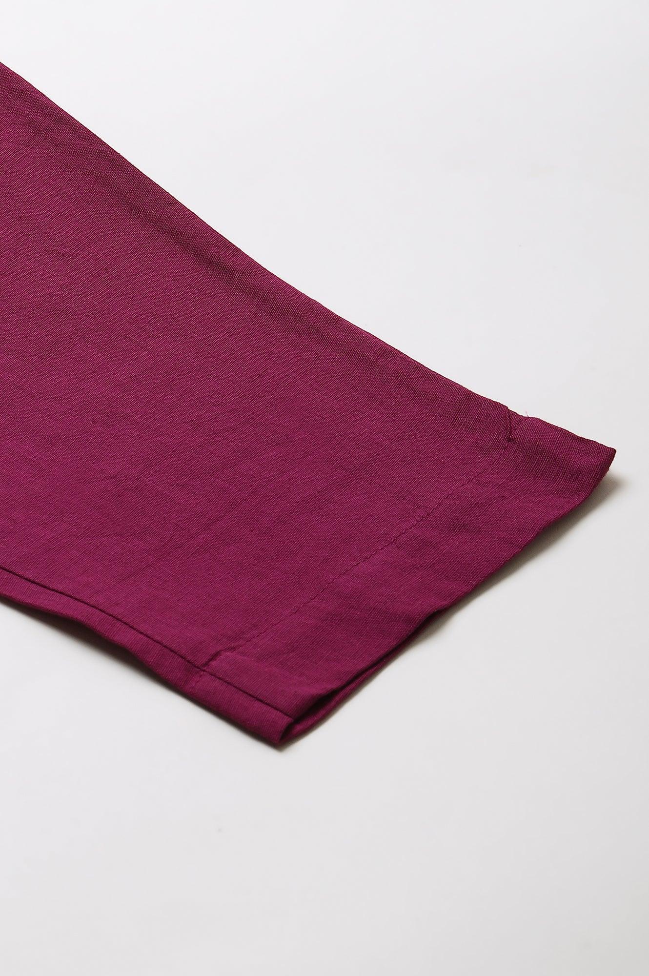 W for Woman Plus Size Orchid Purple Cotton Blend Slim Pants