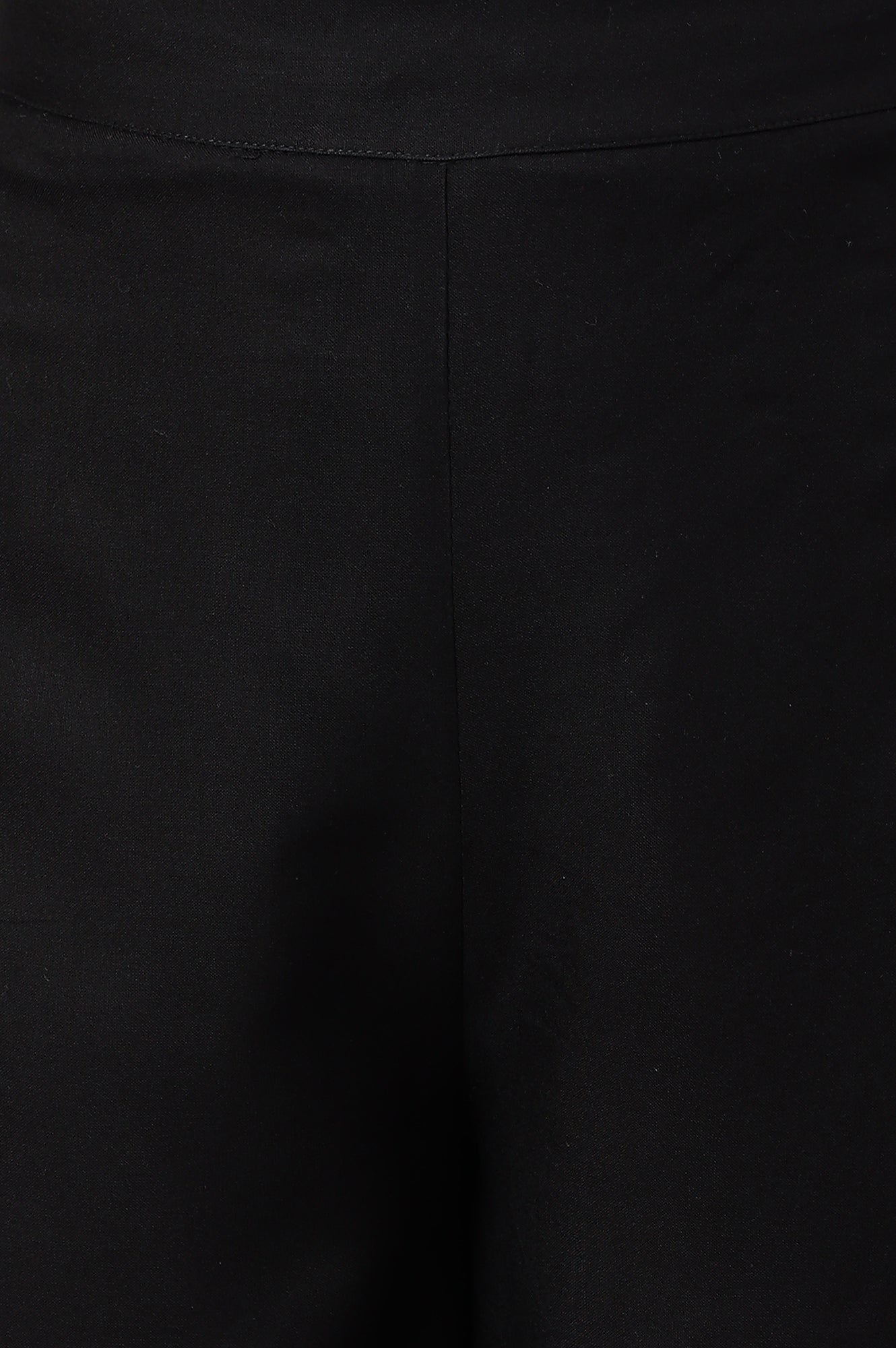 W for Woman Black Rayon Straight Parallel Pants