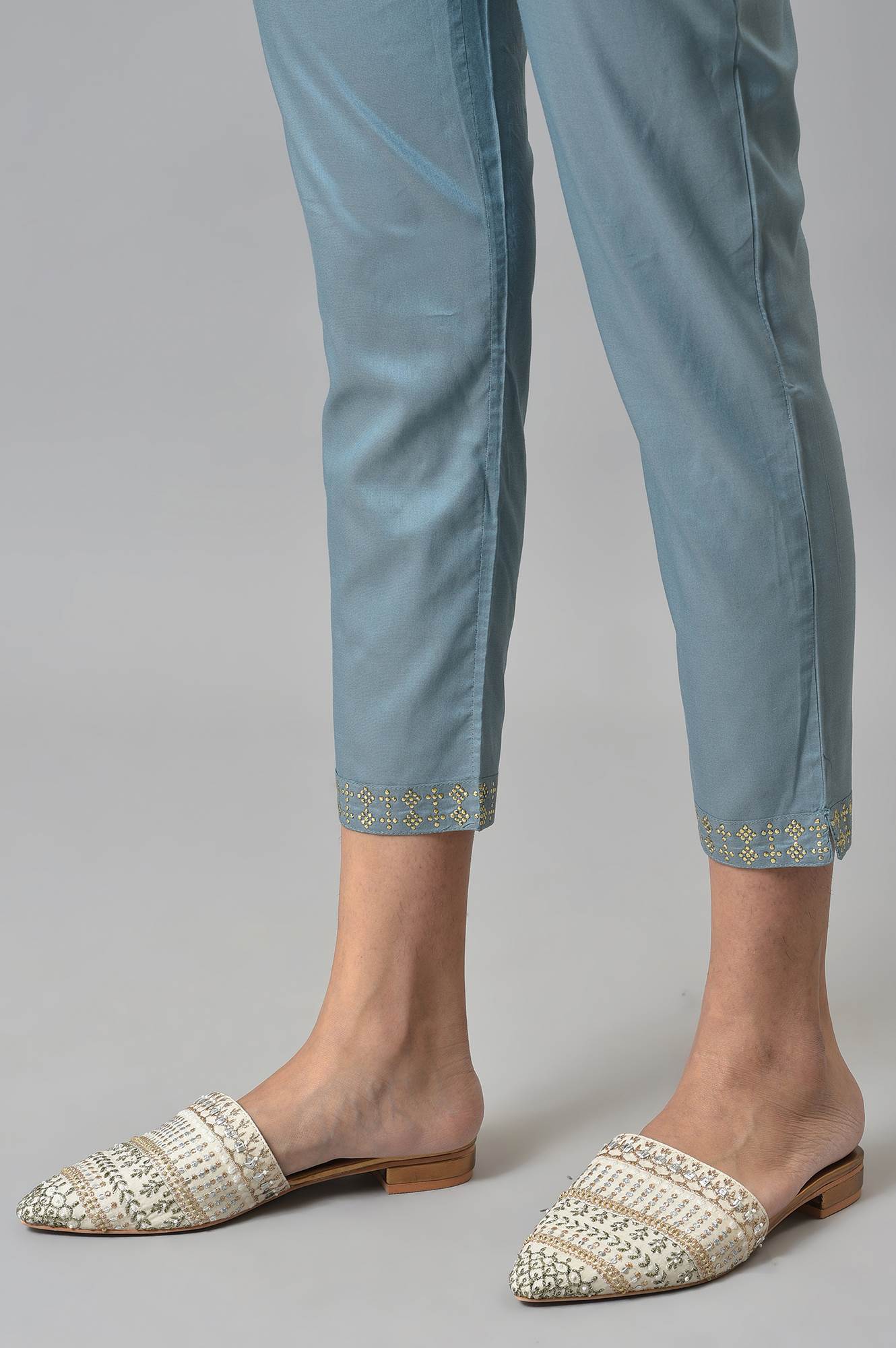 W for Woman Stone Blue Women Slim Pants