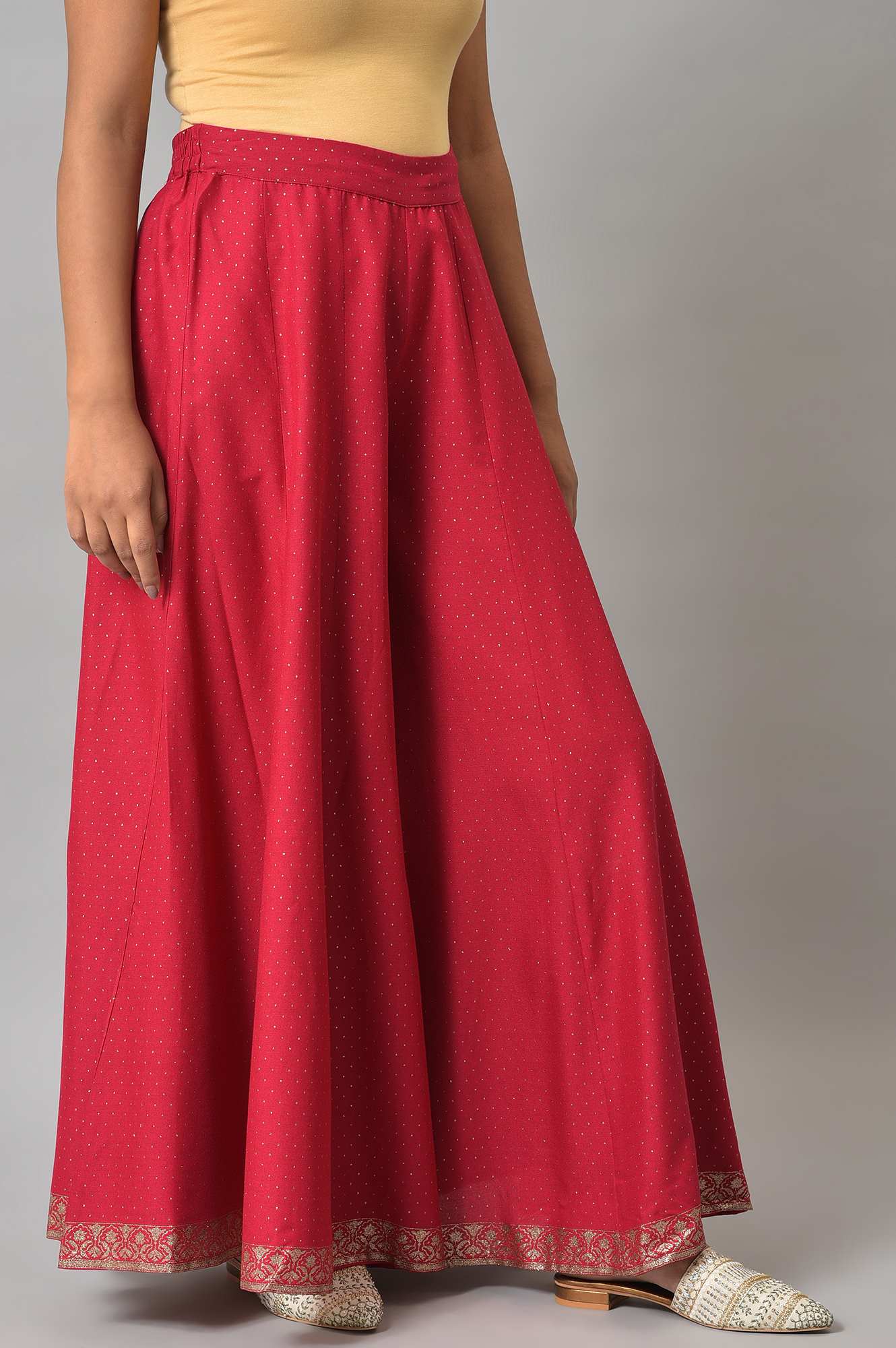W for Woman Fuchsia Pink Glitter Printed Culottes
