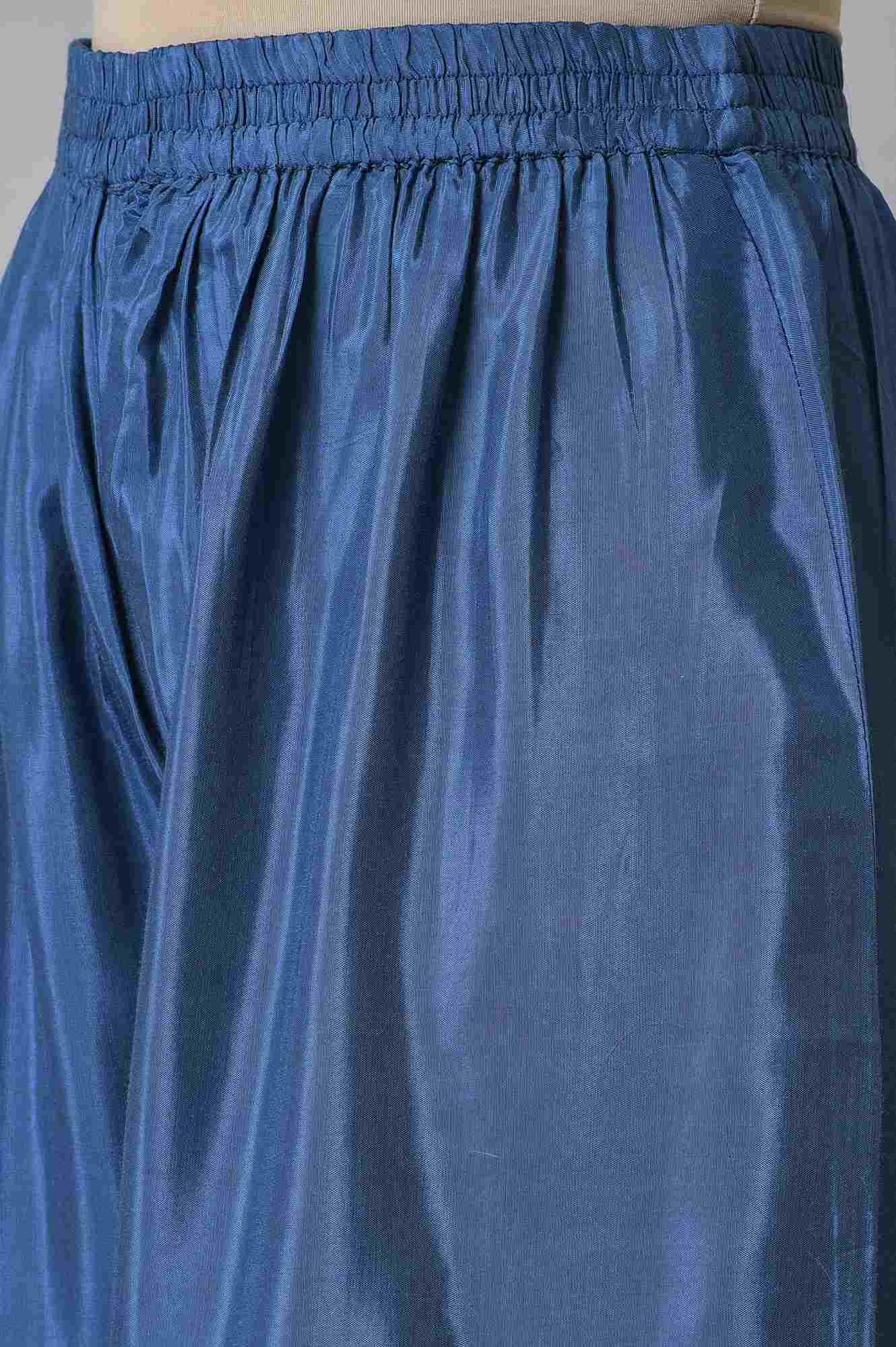 W for Woman Blue Embroidered kurta With Parallel Pants And Pink Dupatta