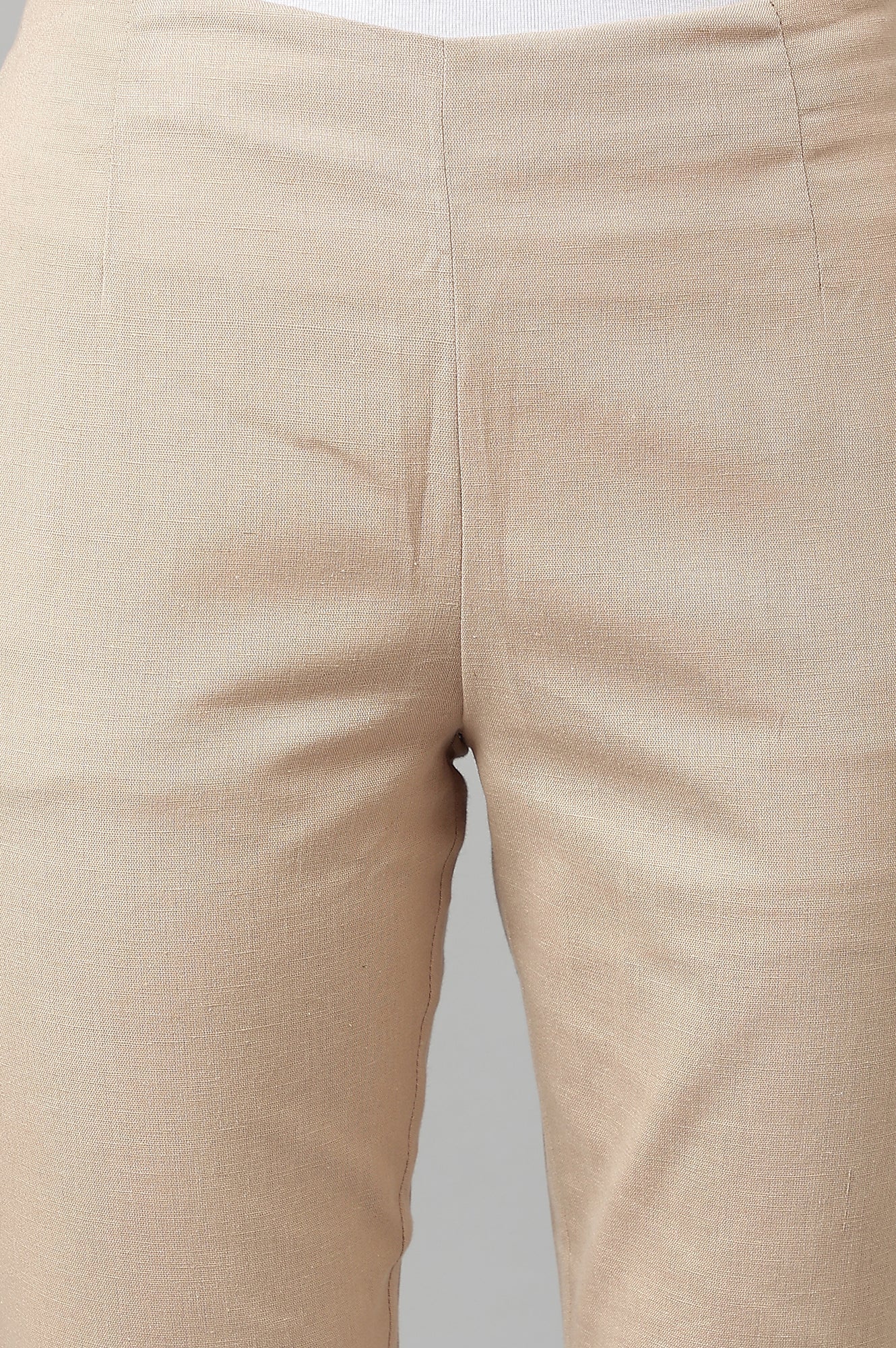W for Woman Beige Slim Ankle Length Pants
