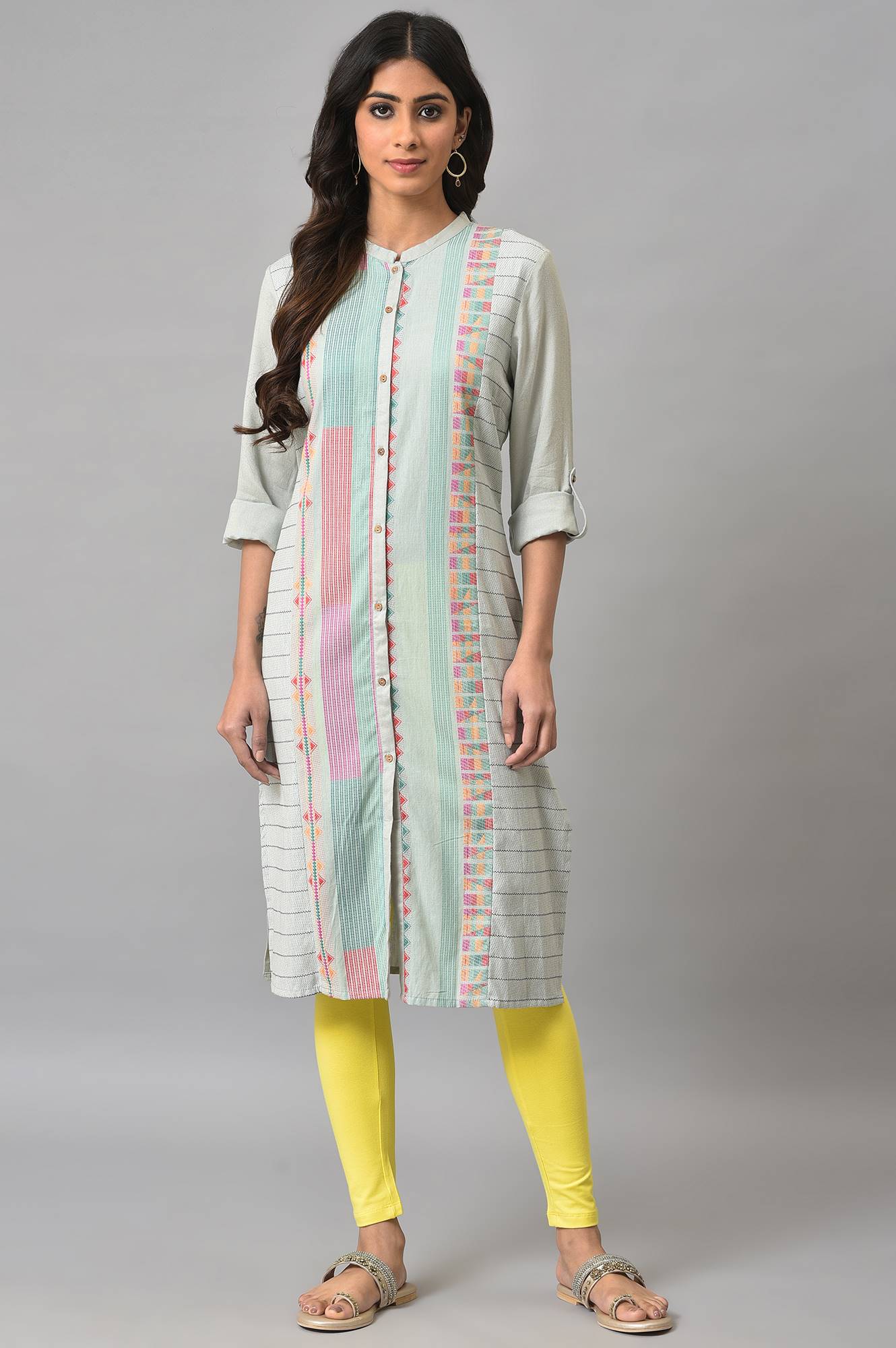 W for Woman Light Blue Dobby kurta