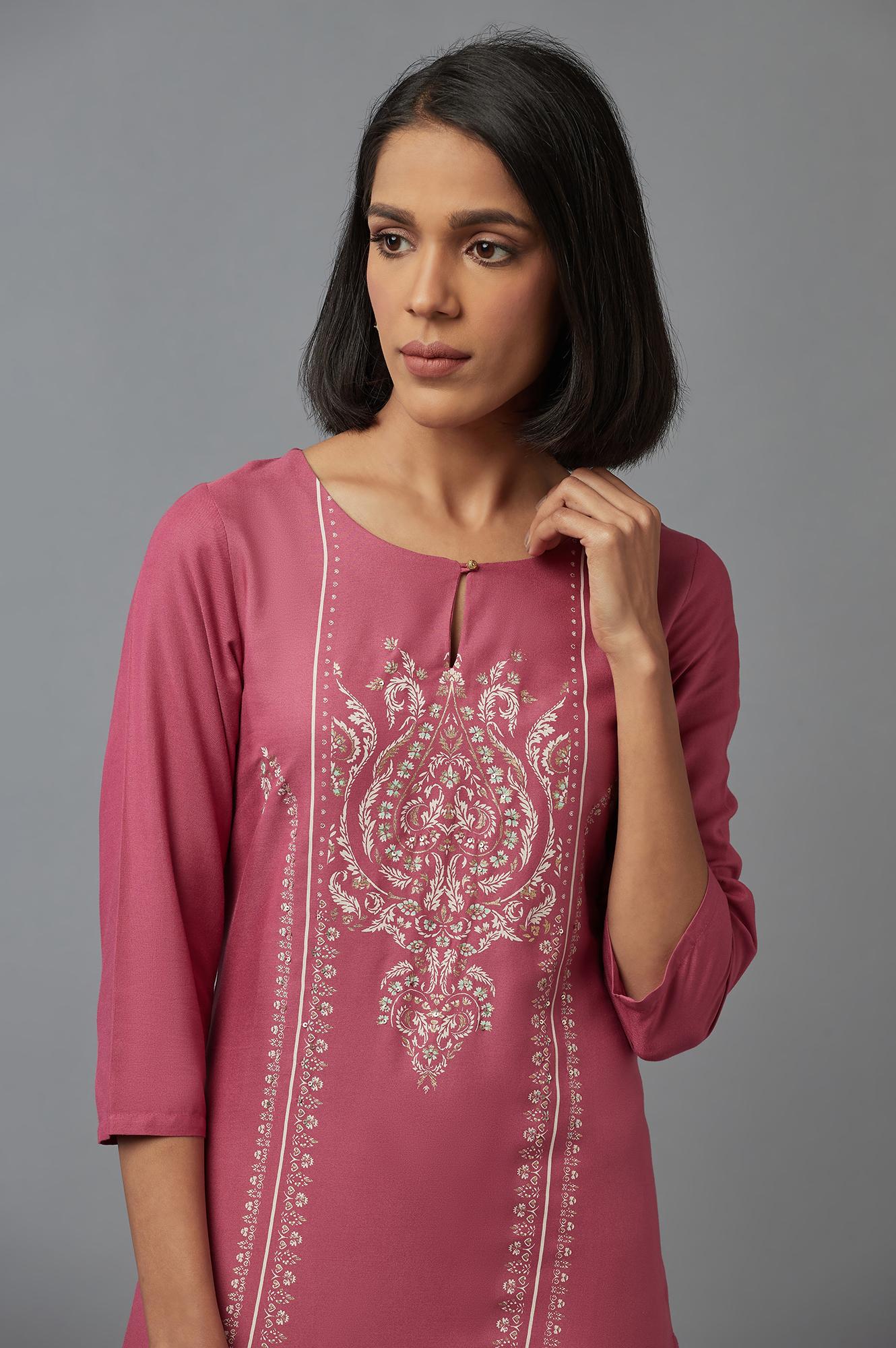 W for Woman Pink Sequin kurta