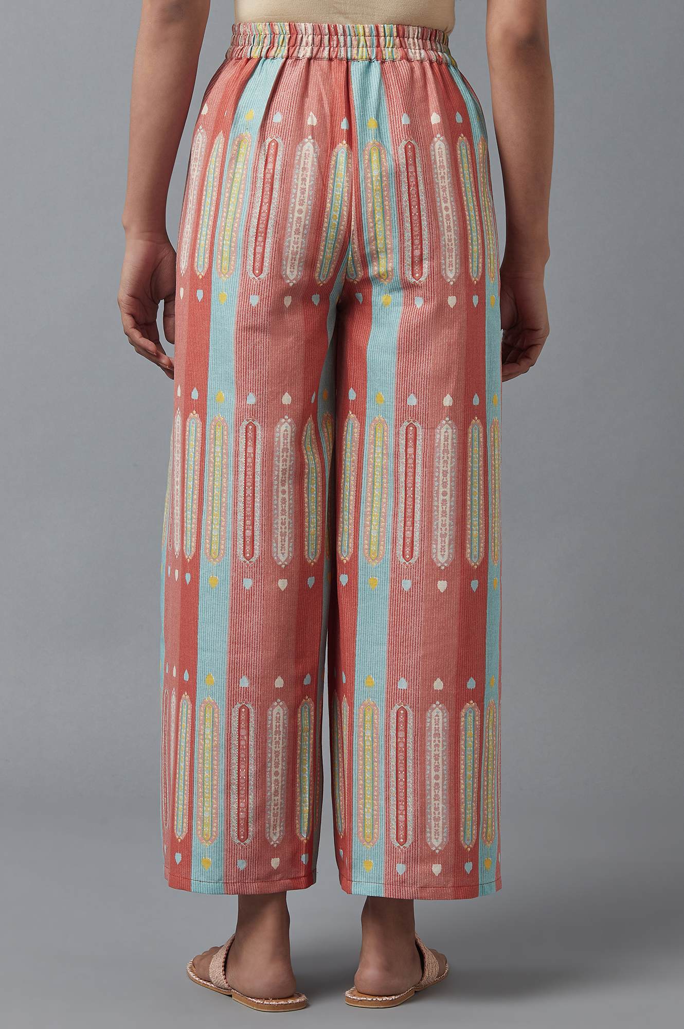 W for Woman Orange Floral Printed Sequins A-Line Kurta and Parallel Pant Set