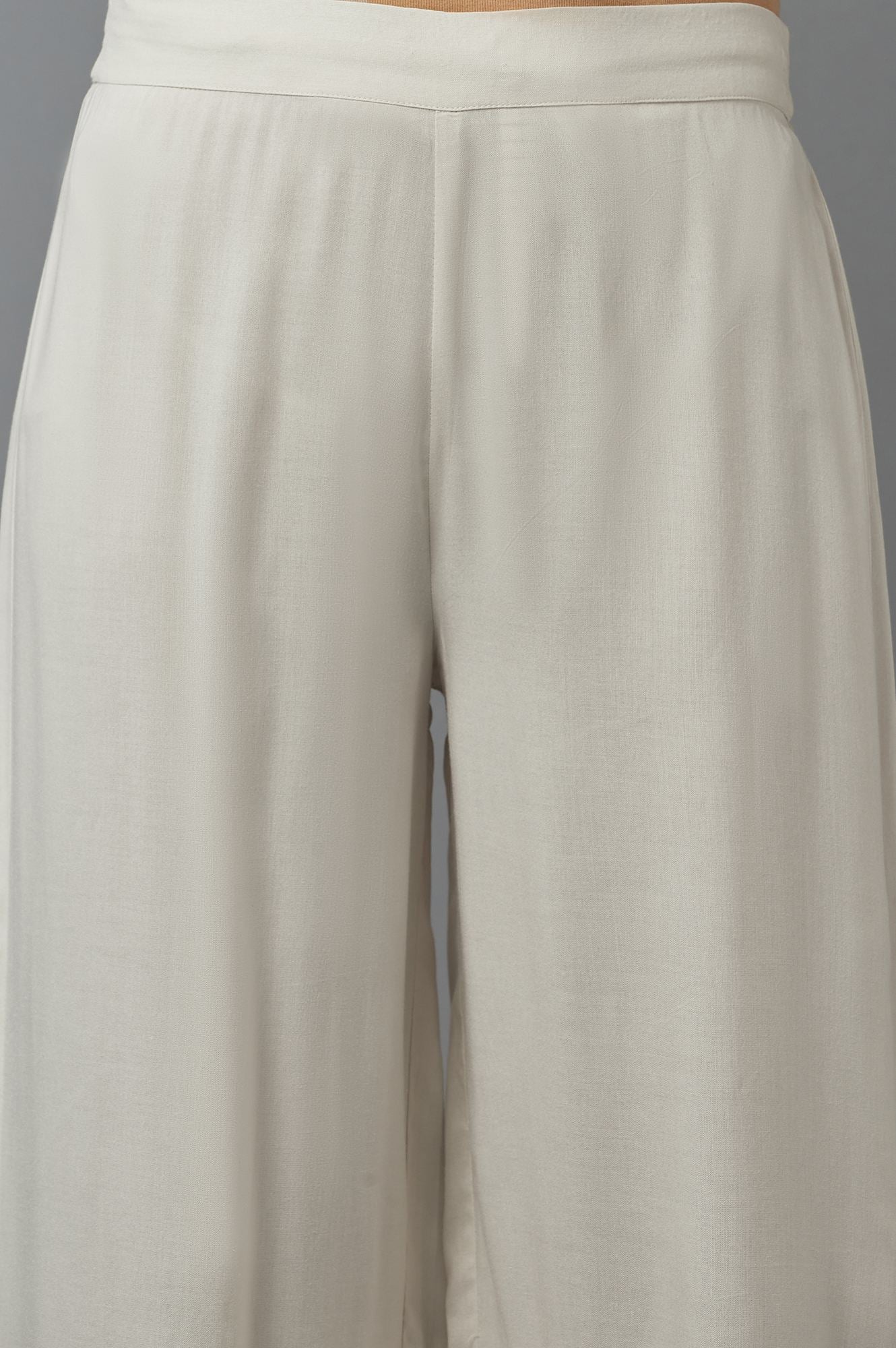 W for Woman Ecru Embroidered Parallel Pants