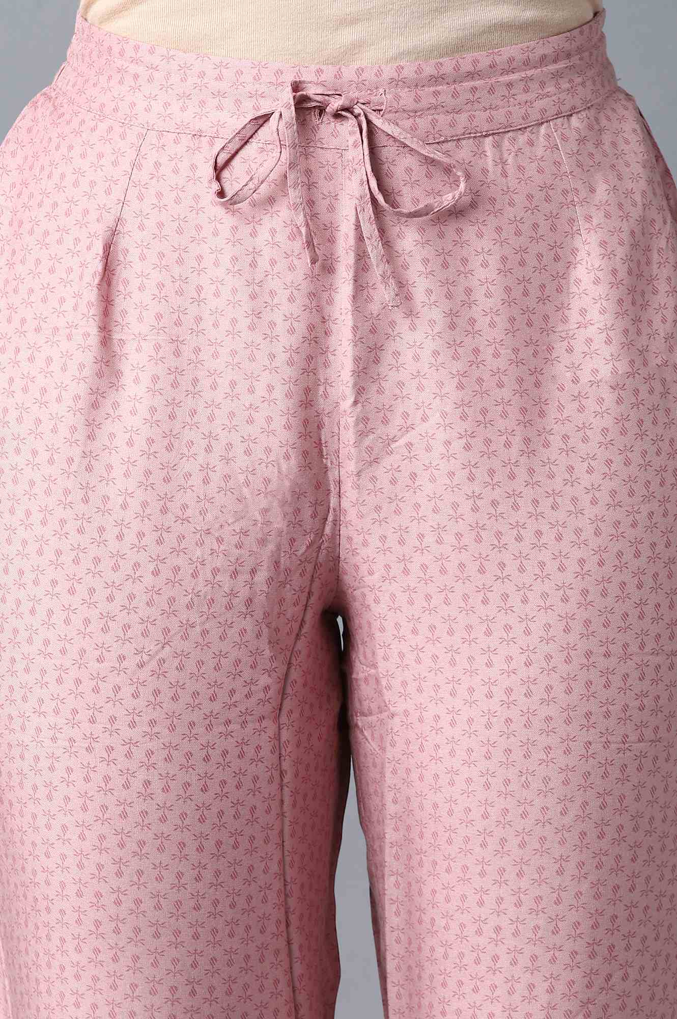 W for Woman Nectar Pink Floral Printed Straight Pants