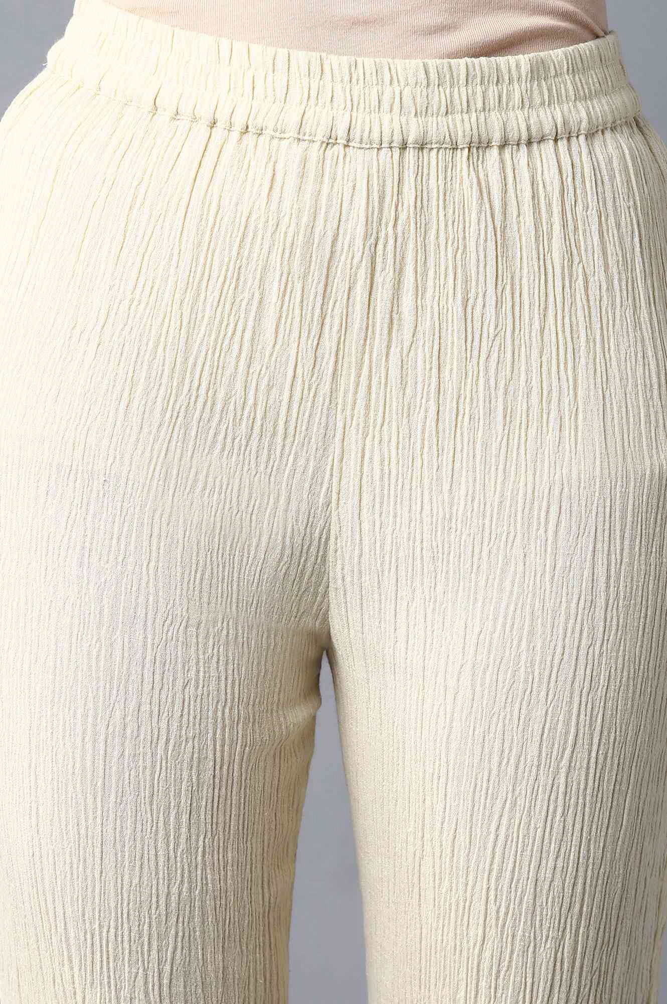 W for Woman Cream Slim Pants With Full Elastication